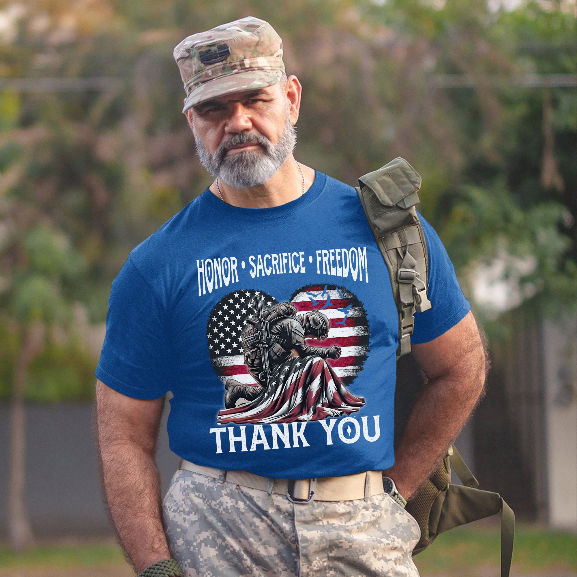 Honor Sacrifice and Remember Thank You Veteran Patriotic Tribute T-Shirt