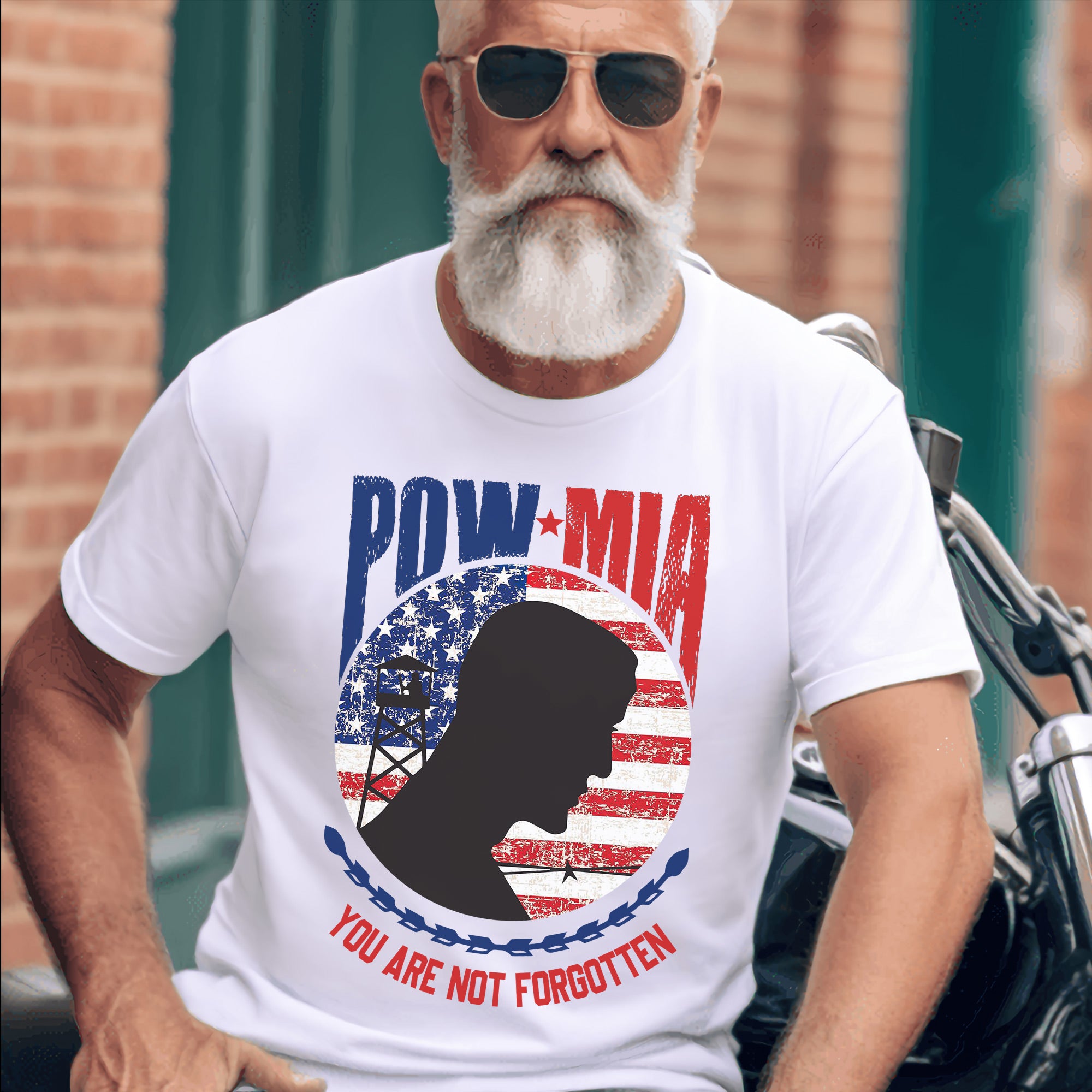POW MIA Veteran Military Remembrance Patriotic Flag Soldier Tribute T-Shirt