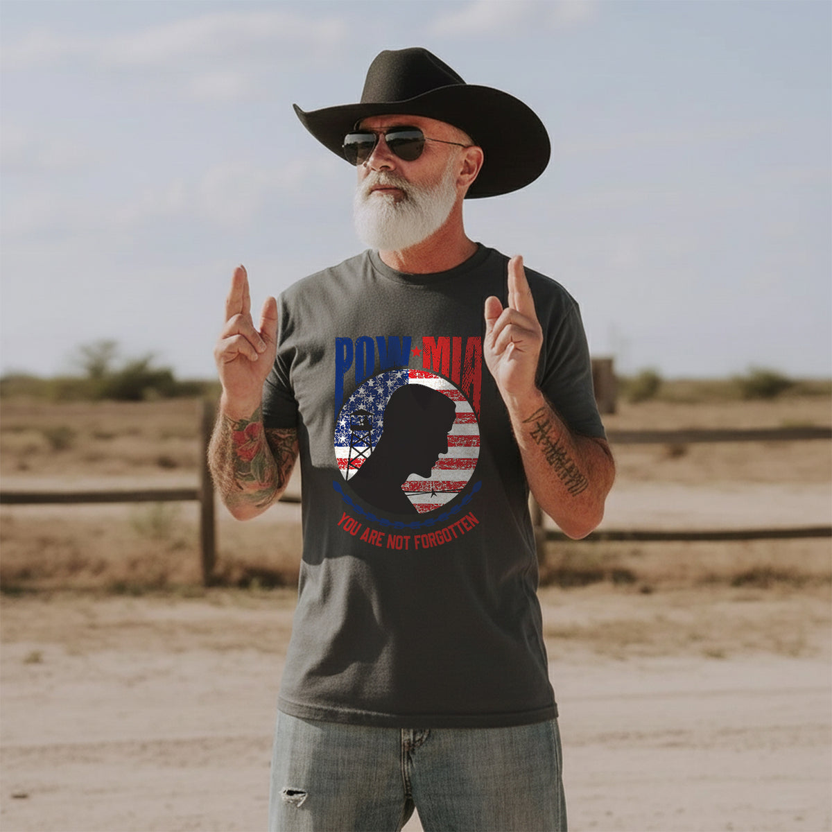 POW MIA Veteran Military Remembrance Tribute T-Shirt