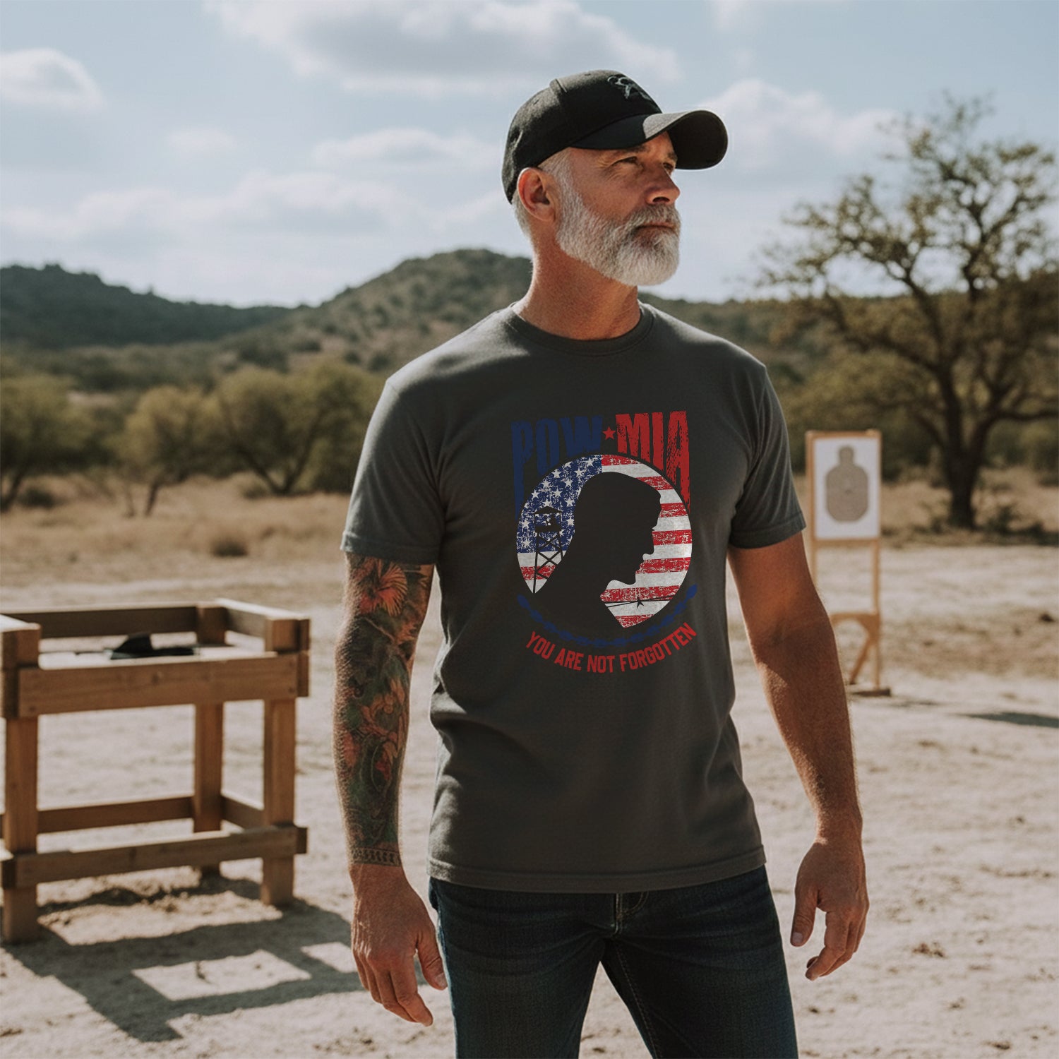 POW MIA Veteran Military Remembrance honor T-Shirt