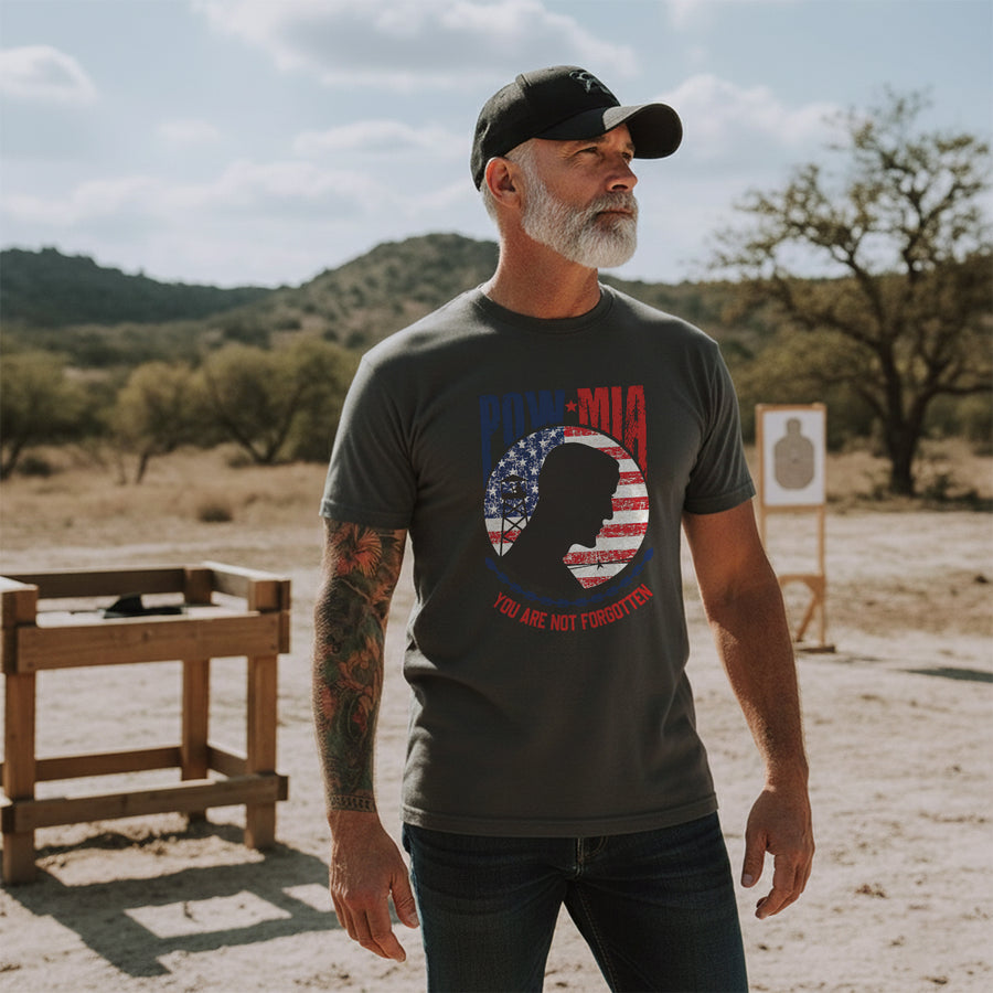 POW MIA Veteran Military Remembrance Tribute T-Shirt
