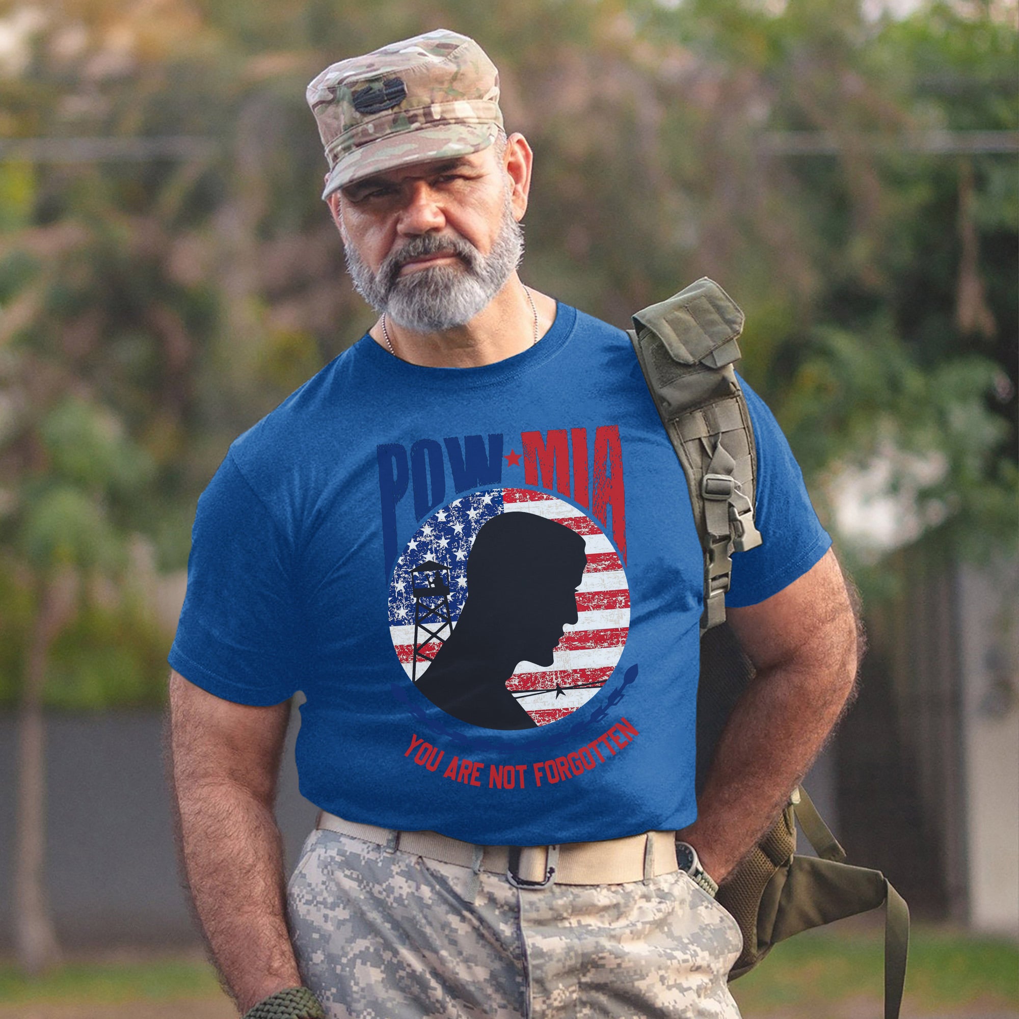 POW MIA Veteran Military Remembrance Patriotic Flag Soldier Tribute T-Shirt