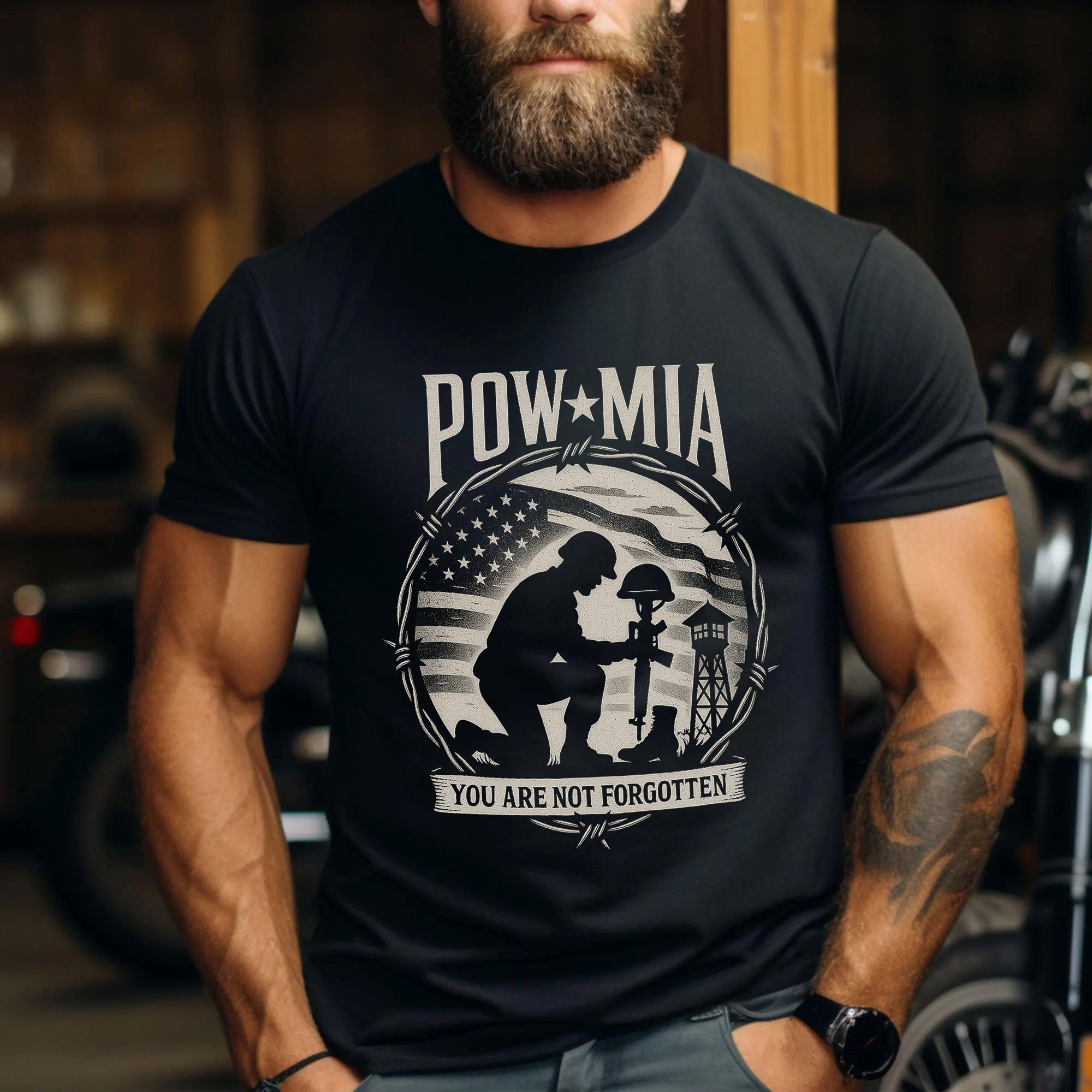 POW MIA T-Shirt, Veteran Tribute Tee, Patriotic Flag Shirt, Military Remembrance T-Shirt