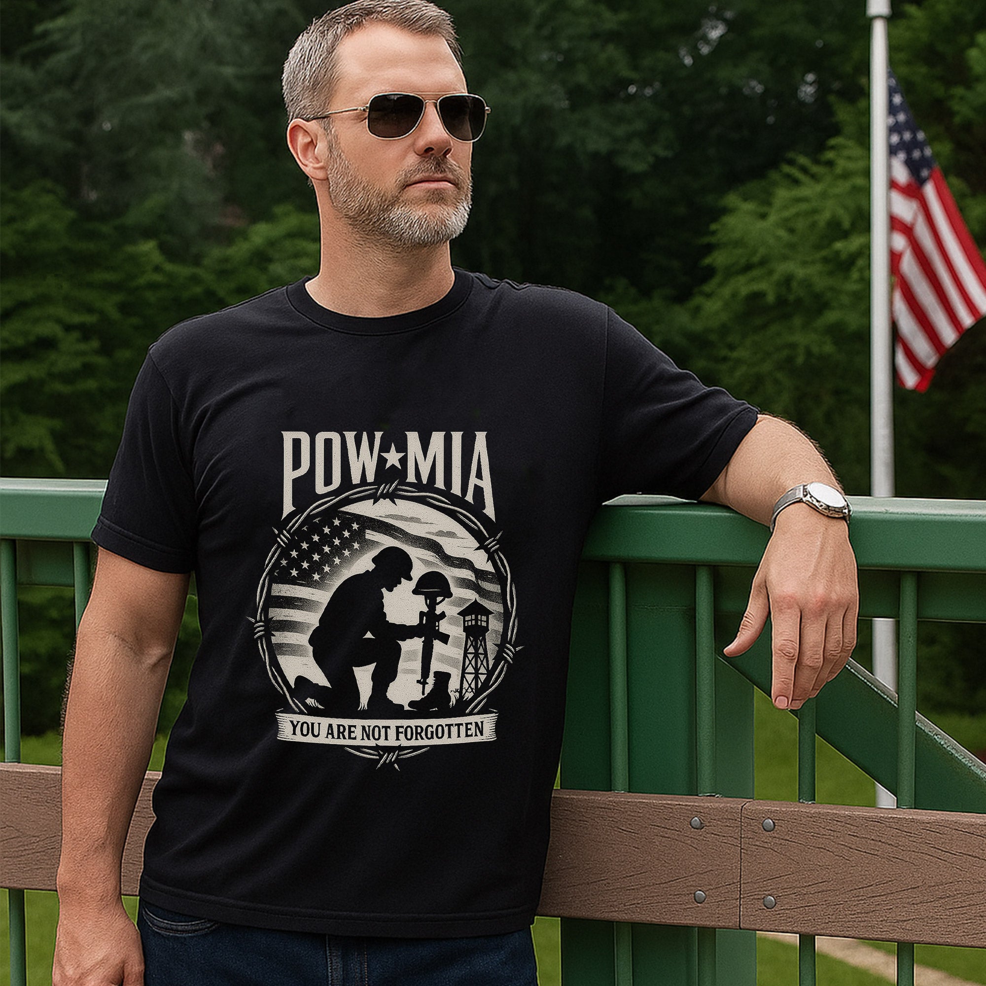POW MIA T-Shirt, Veteran Tribute Tee, Patriotic Flag Shirt, Military Remembrance T-Shirt