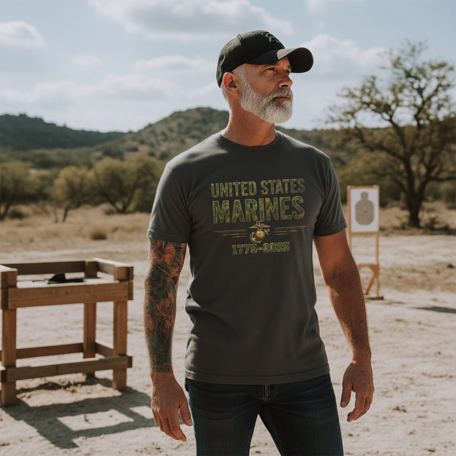 US Marine Corps MARPAT Camo Text Men’s T-Shirt