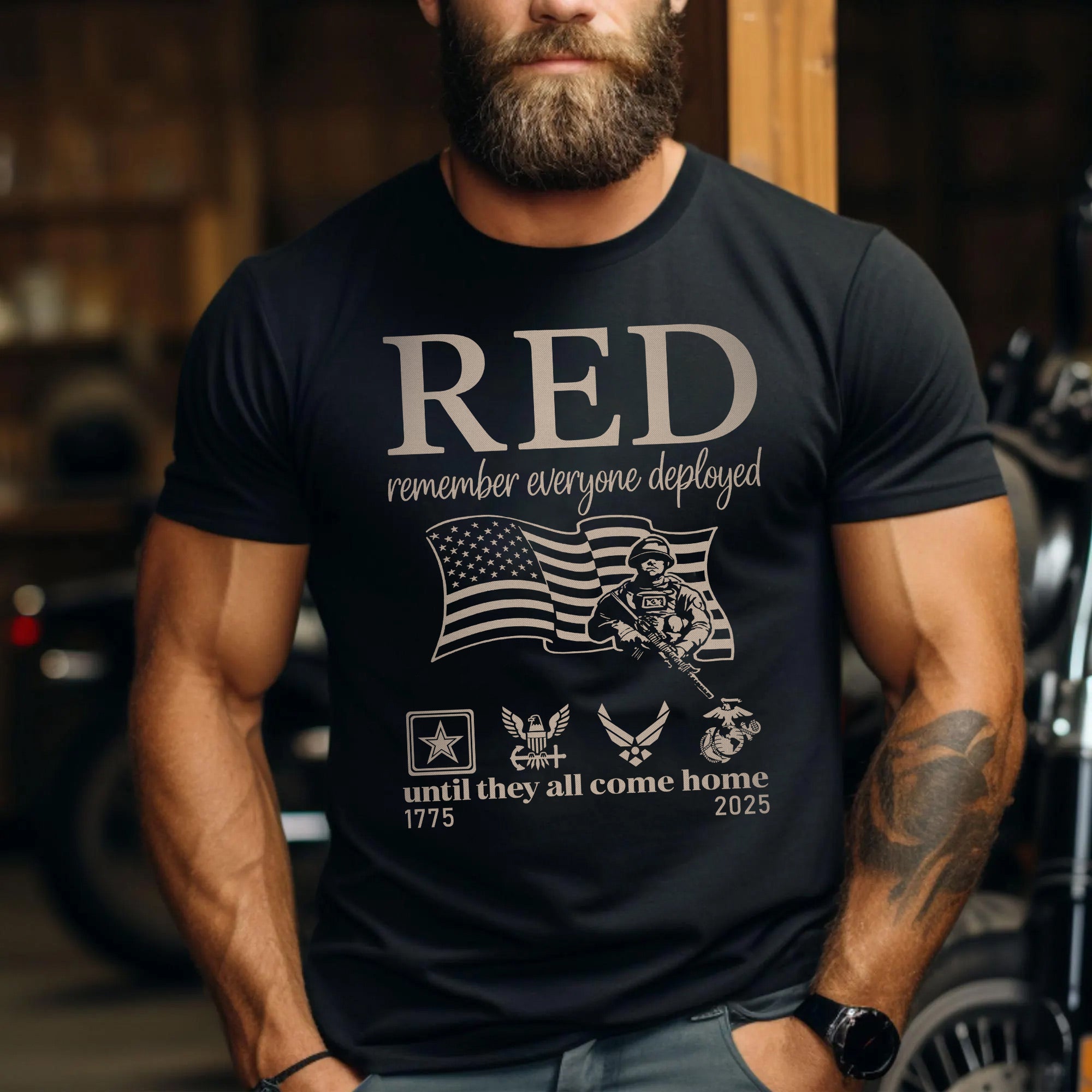 RED Remember Everyone Deployed Until They All Come Home US Military Support Veteran Tribute T-Shirt