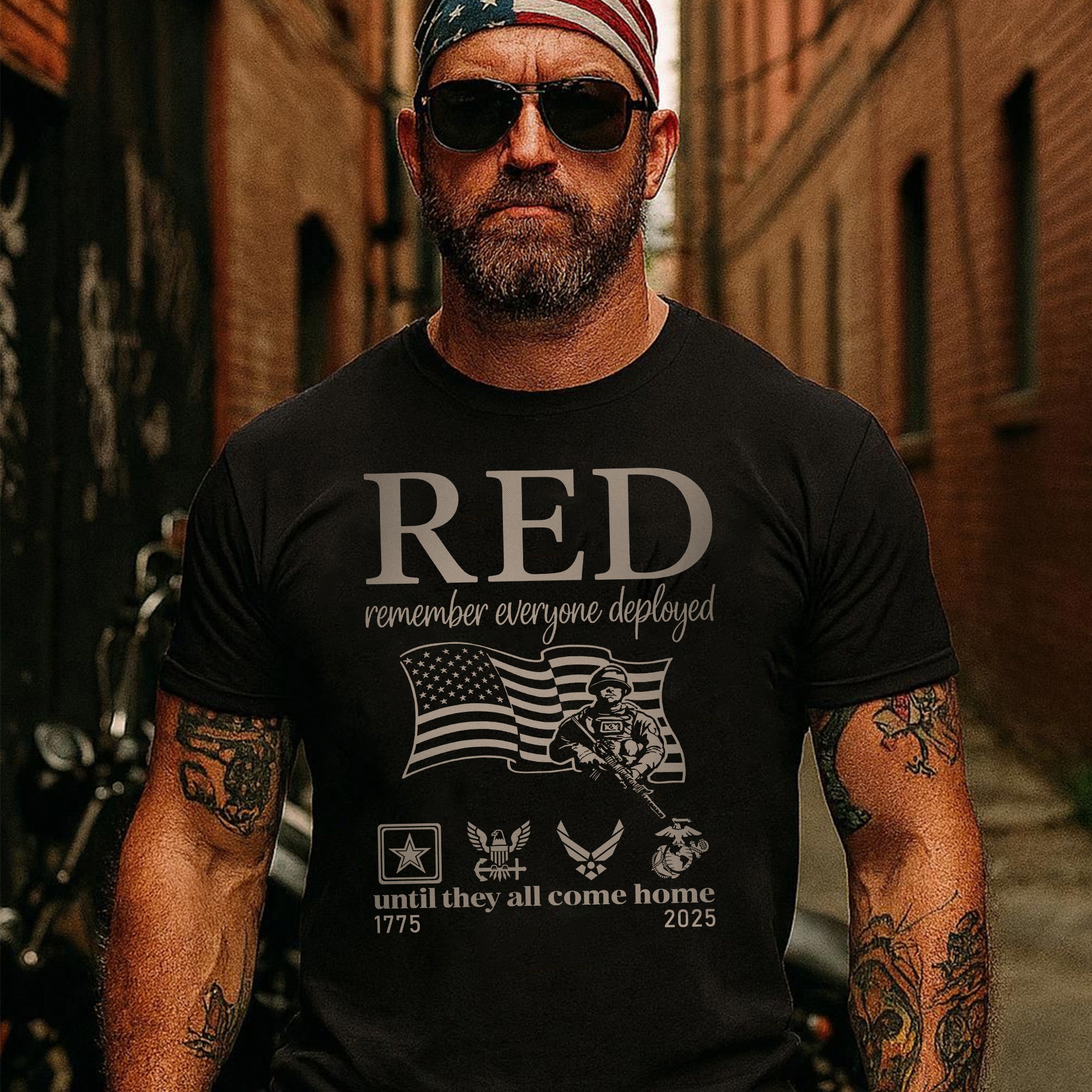 RED Remember Everyone Deployed Until They All Come Home US Military Support Veteran Tribute T-Shirt