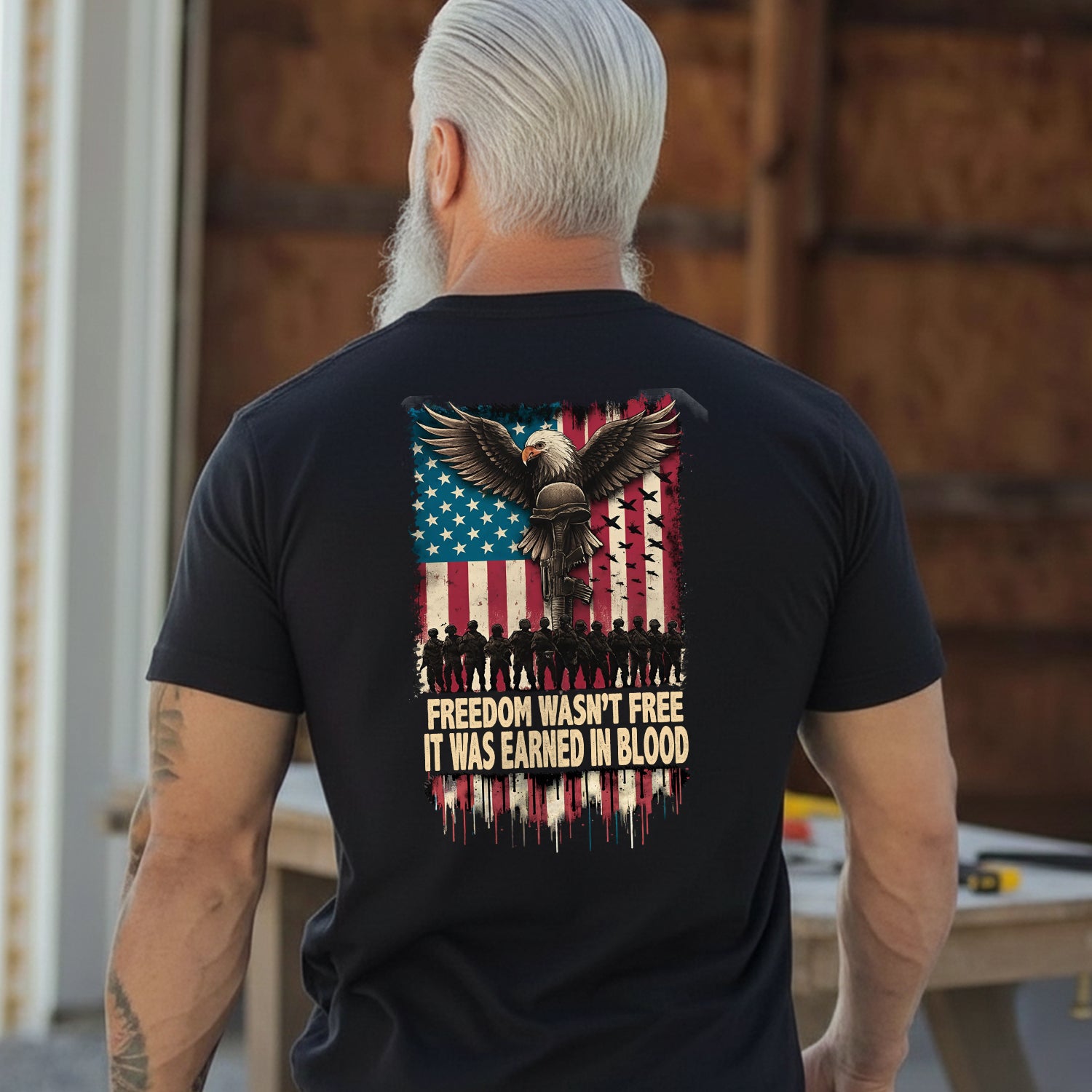 Freedom Wasn’t Free It Was Earned in Blood T-Shirt Secondary image
