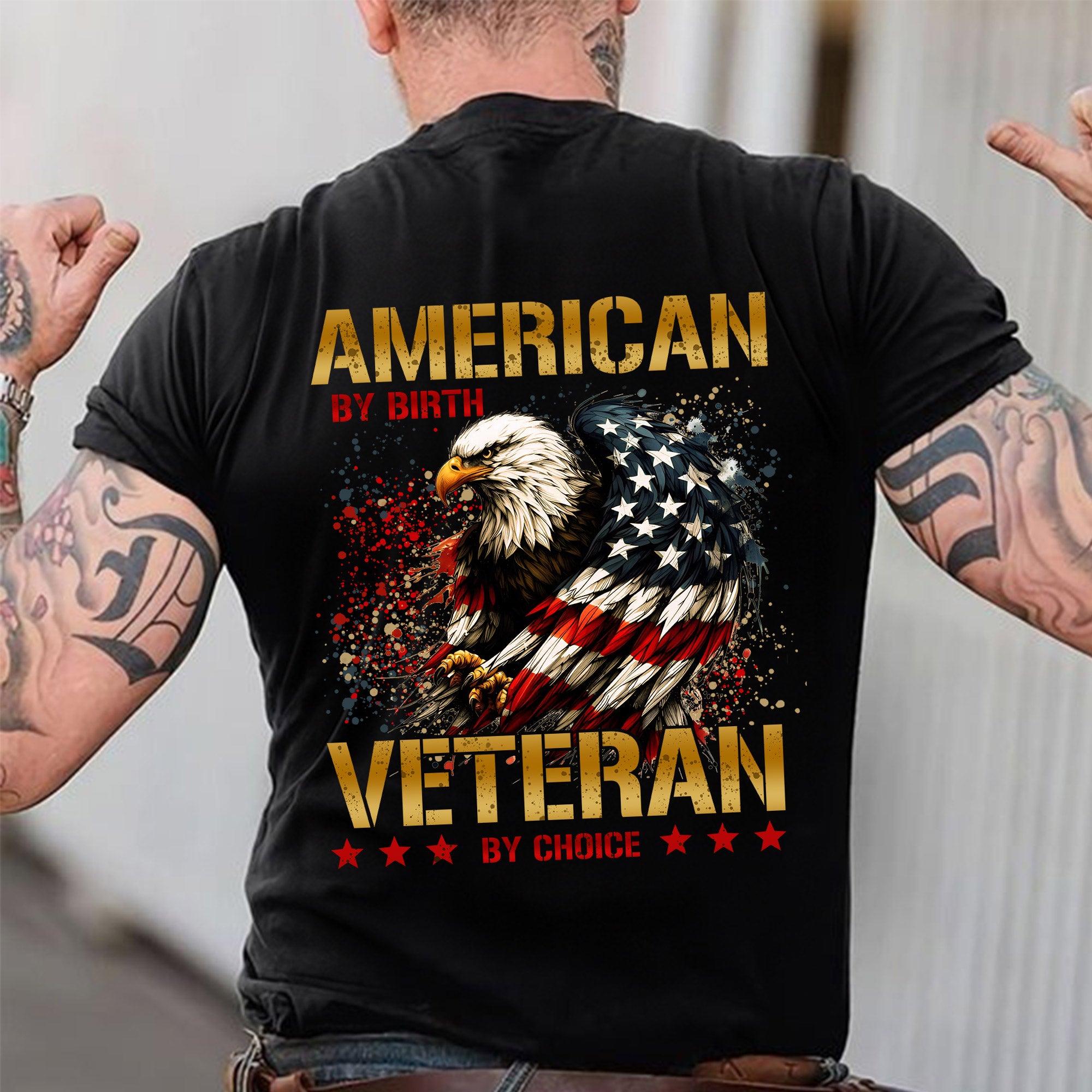 American by Birth Veteran by Choice US Military Pride Personalized T-Shirt