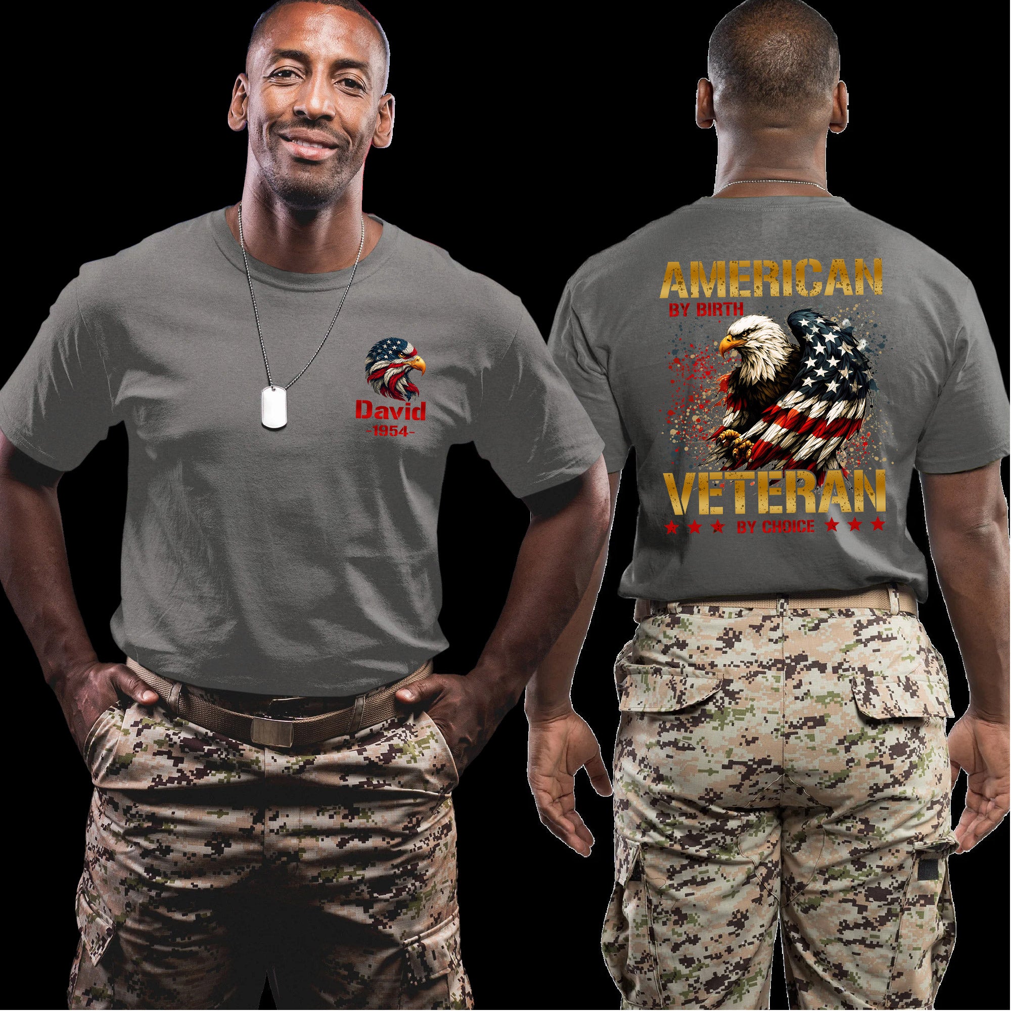 American by Birth Veteran by Choice US Military Pride Personalized T-Shirt