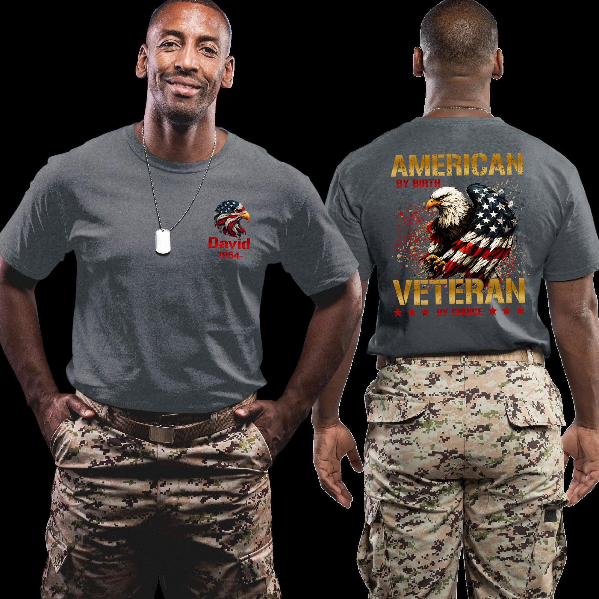 American by Birth Veteran by Choice US Military Pride Personalized T-Shirt