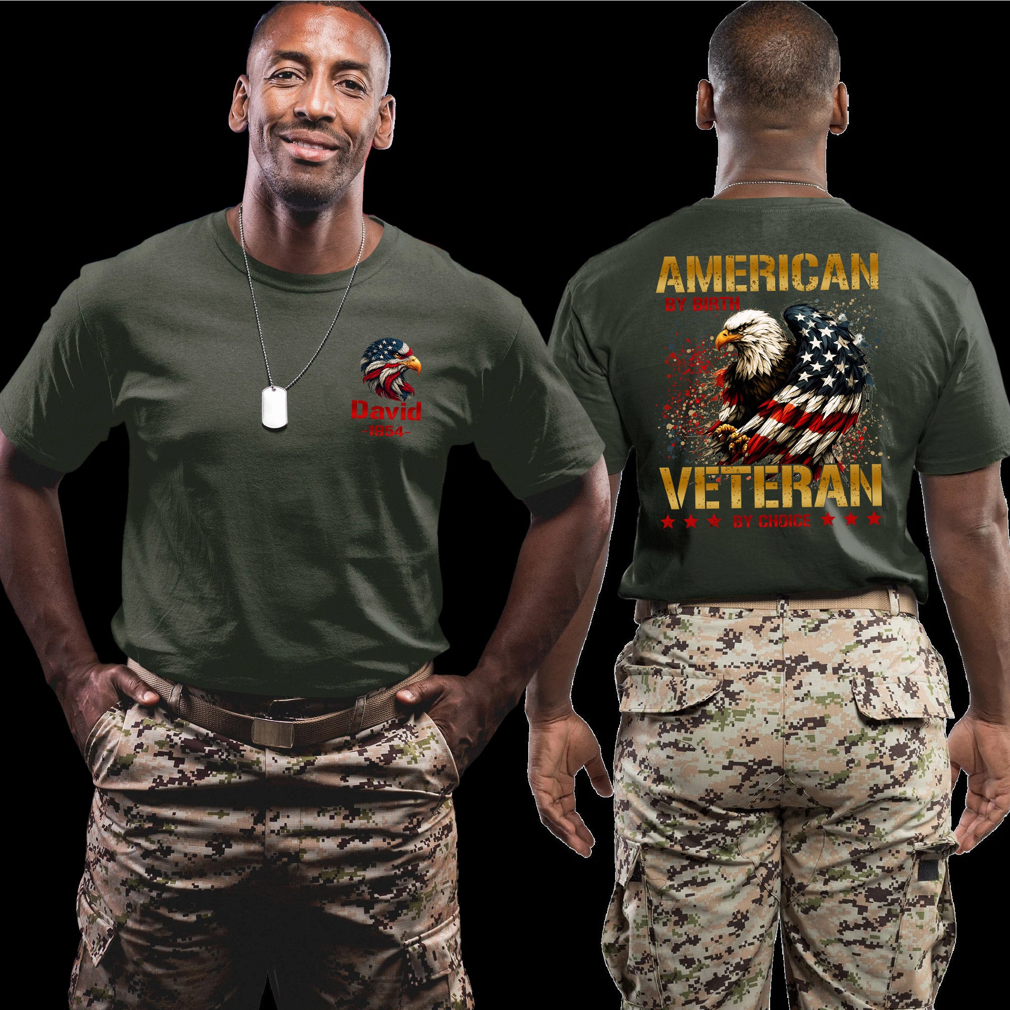 American by Birth Veteran by Choice US Military Pride Personalized T-Shirt