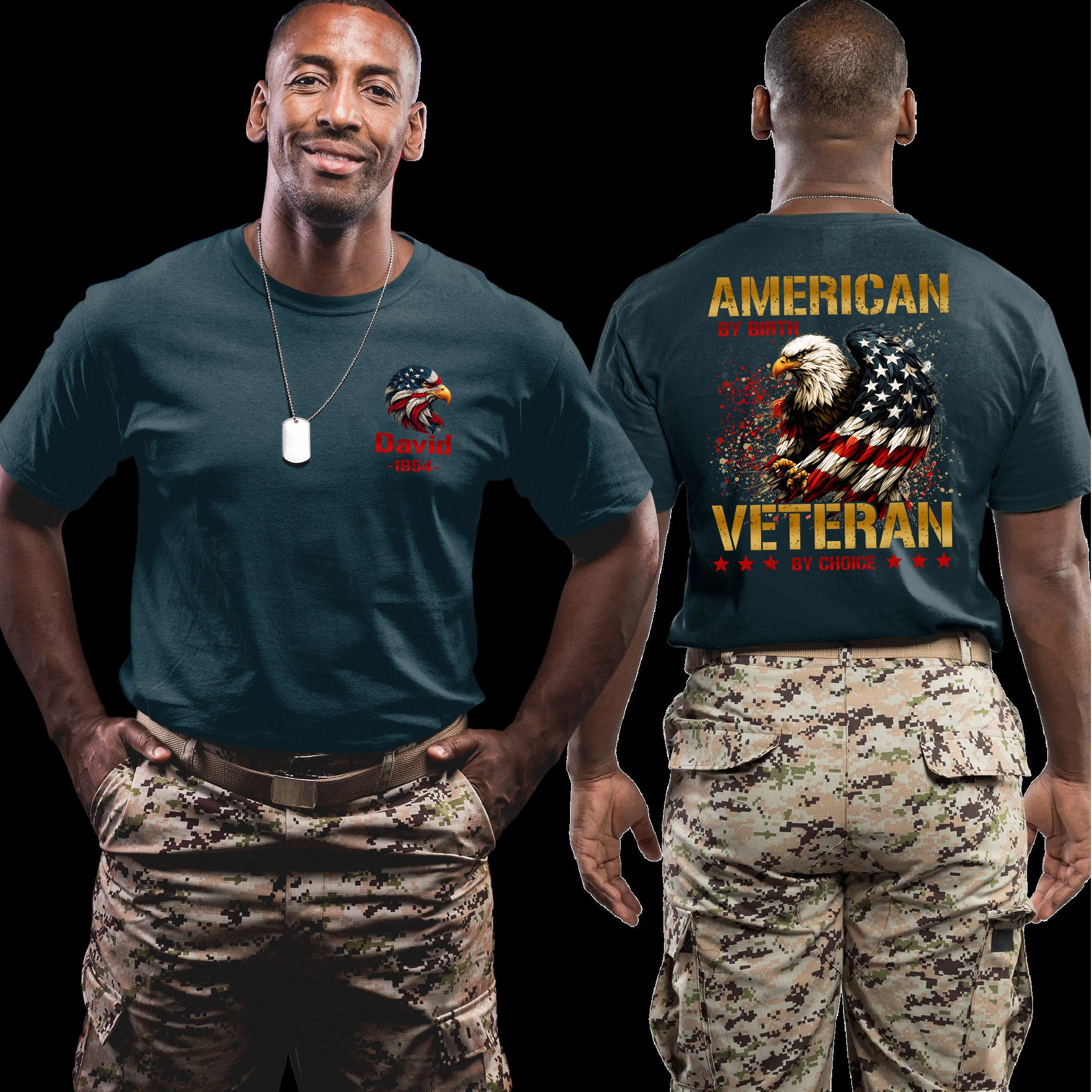 American by Birth Veteran by Choice US Military Pride Personalized T-Shirt