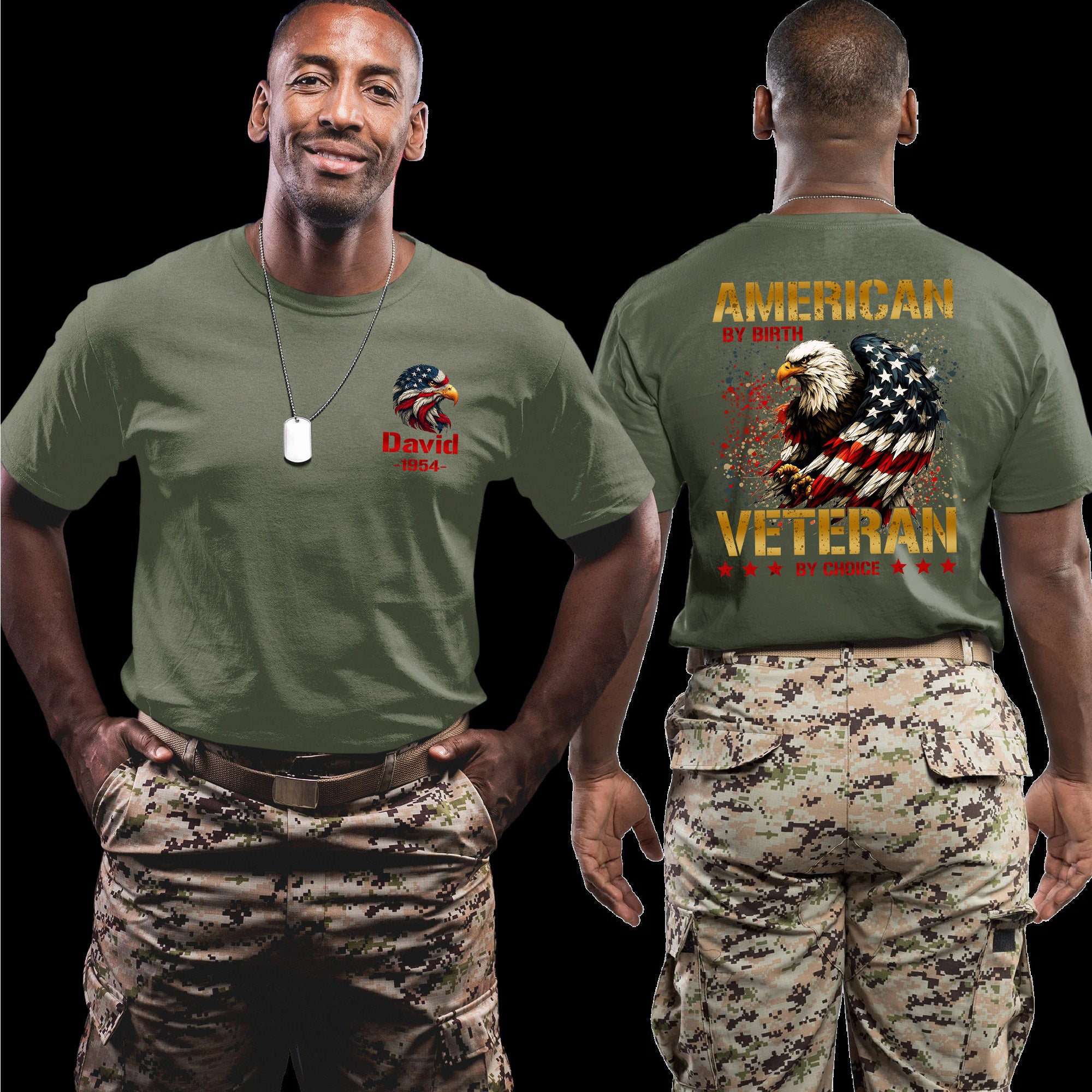 American by Birth Veteran by Choice US Military Pride Personalized T-Shirt