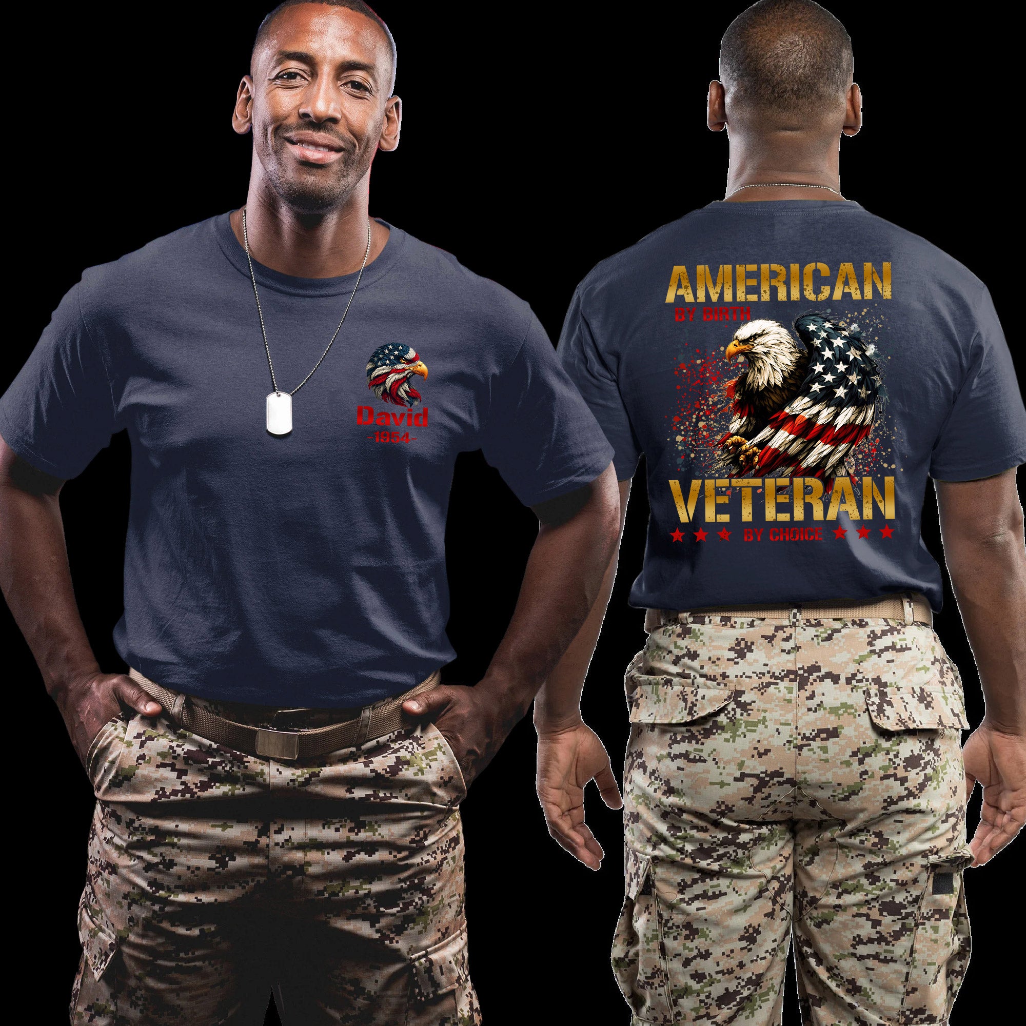 American by Birth Veteran by Choice US Military Pride Personalized T-Shirt