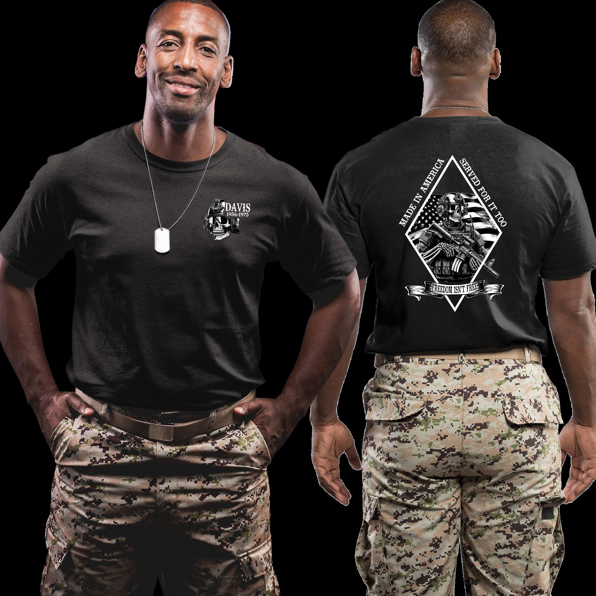 Made in America Served for It Too US Veteran Personalized T-Shirt