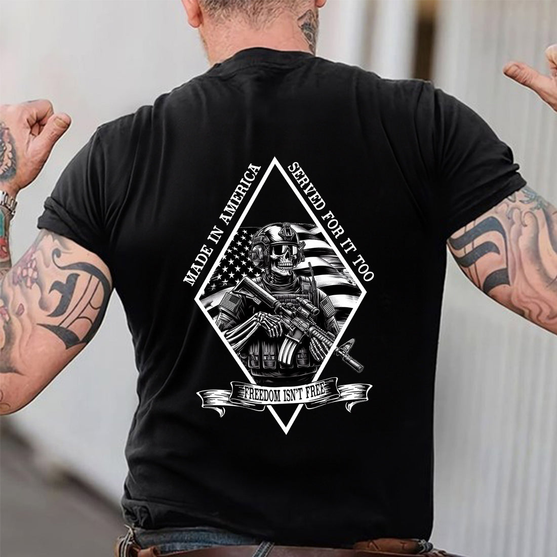 Made in America Served for It Too US Veteran Personalized T-Shirt