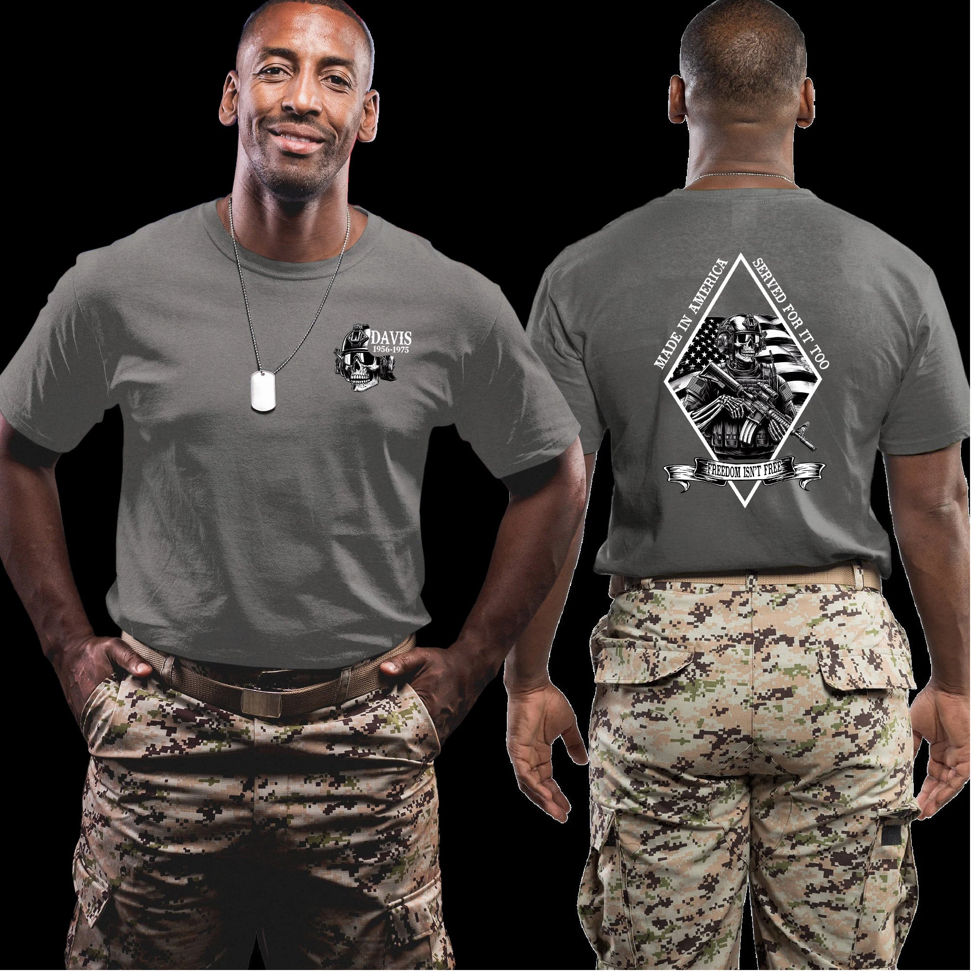 Made in America Served for It Too US Veteran Personalized T-Shirt