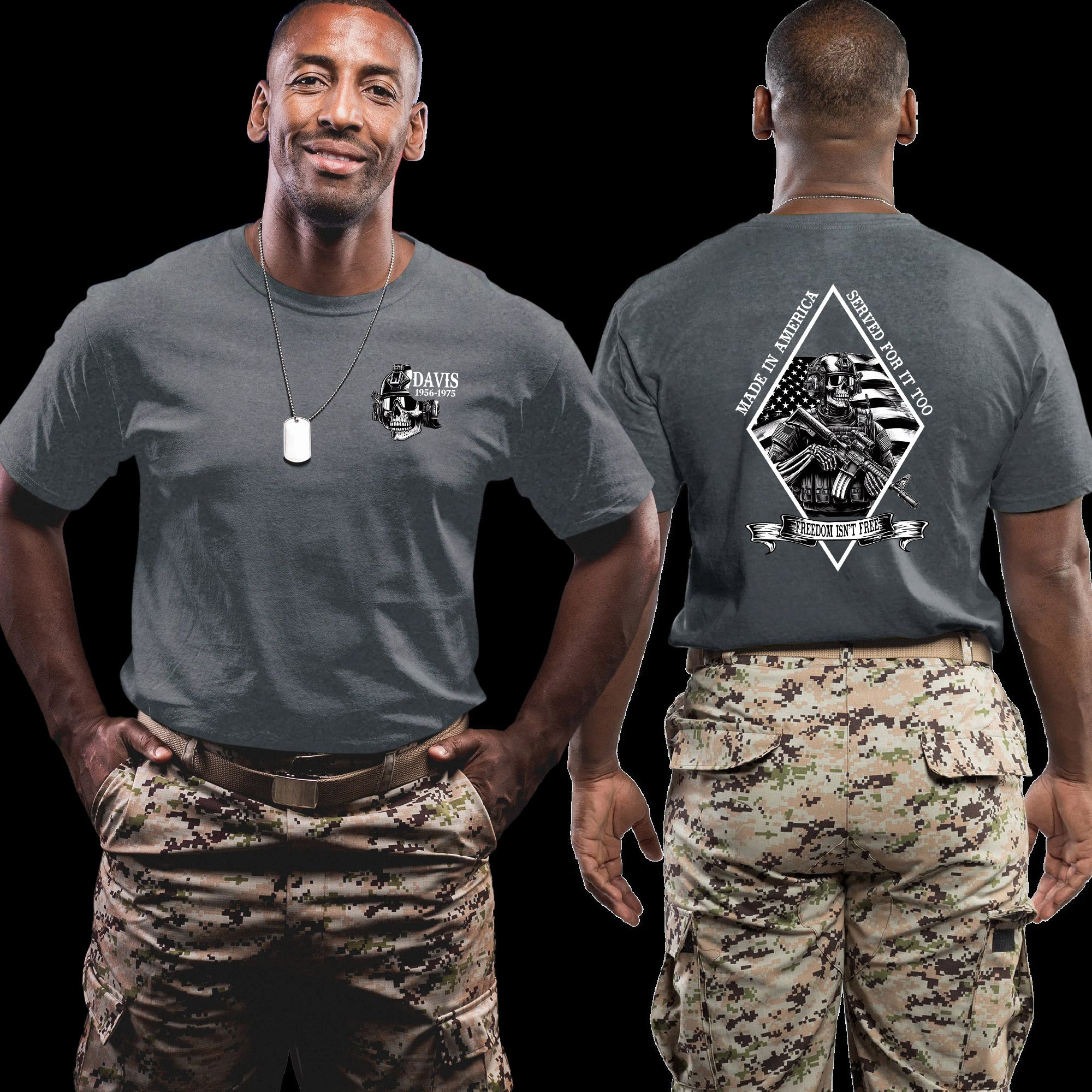Made in America Served for It Too US Veteran Personalized T-Shirt