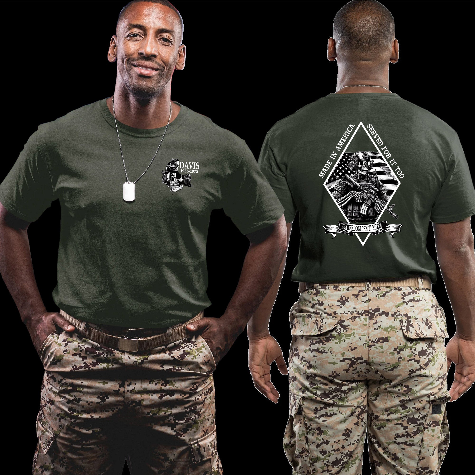 Made in America Served for It Too US Veteran Personalized T-Shirt