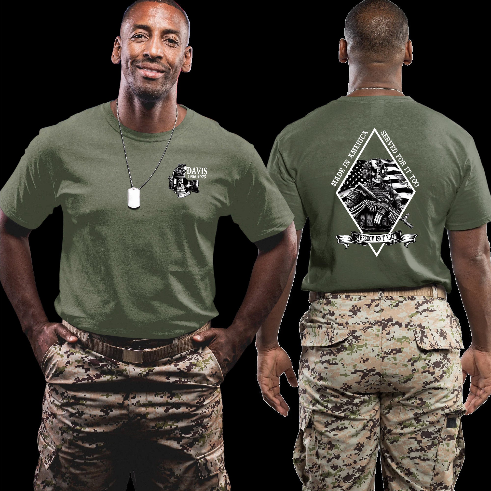 Made in America Served for It Too US Veteran Personalized T-Shirt
