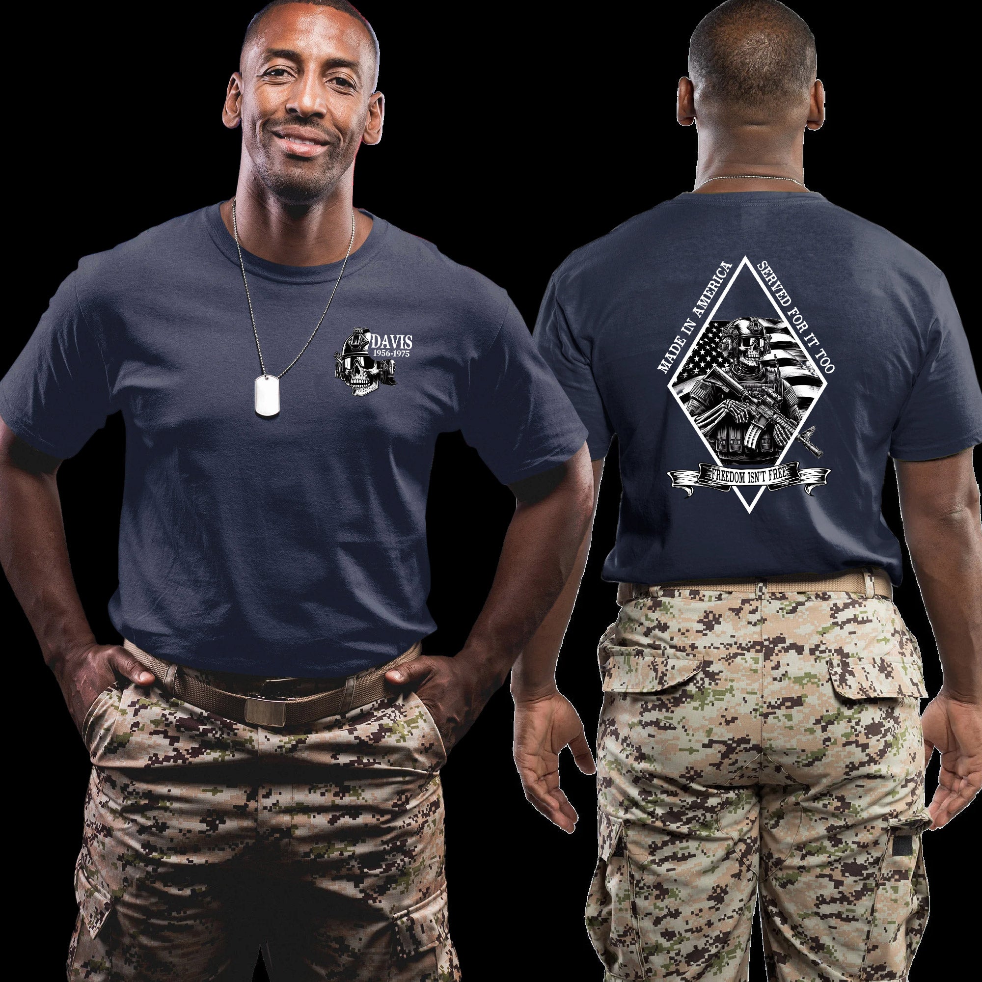 Made in America Served for It Too US Veteran Personalized T-Shirt