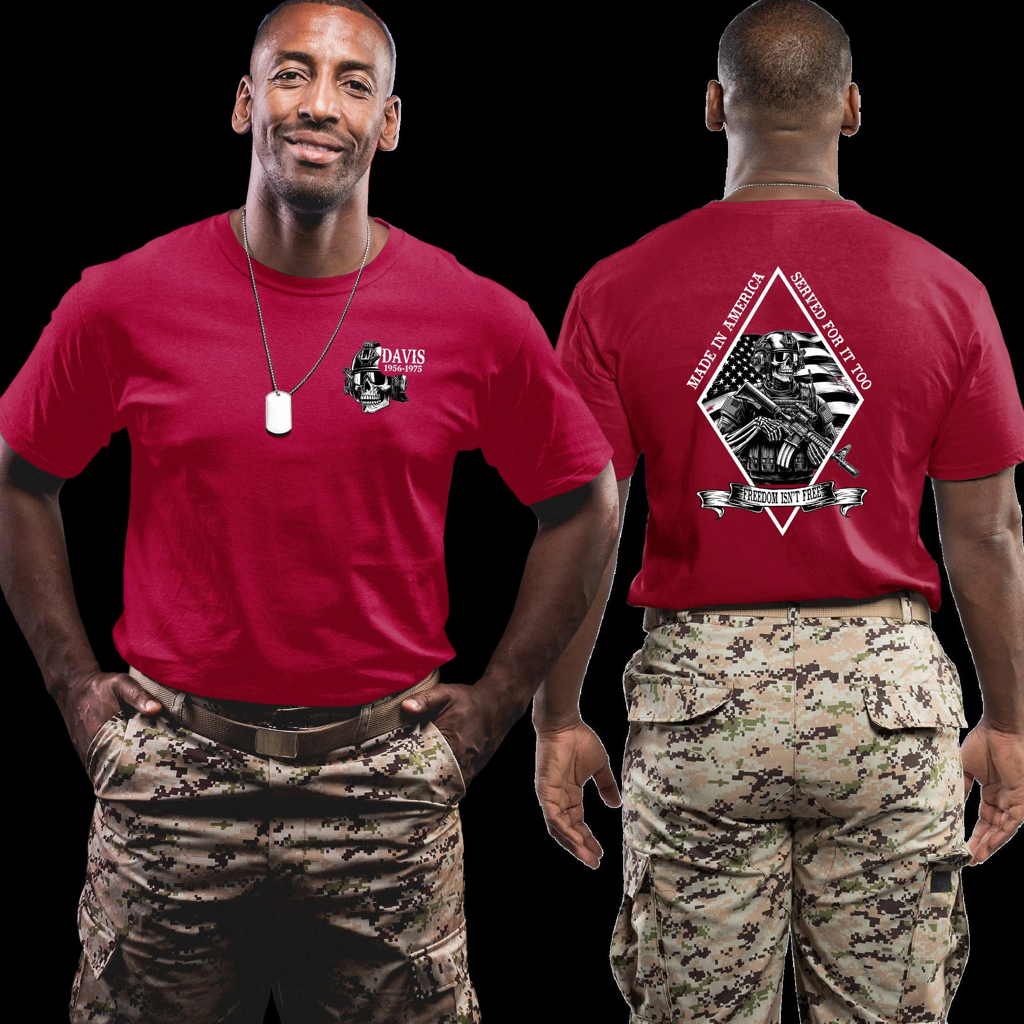 Made in America Served for It Too US Veteran Personalized T-Shirt