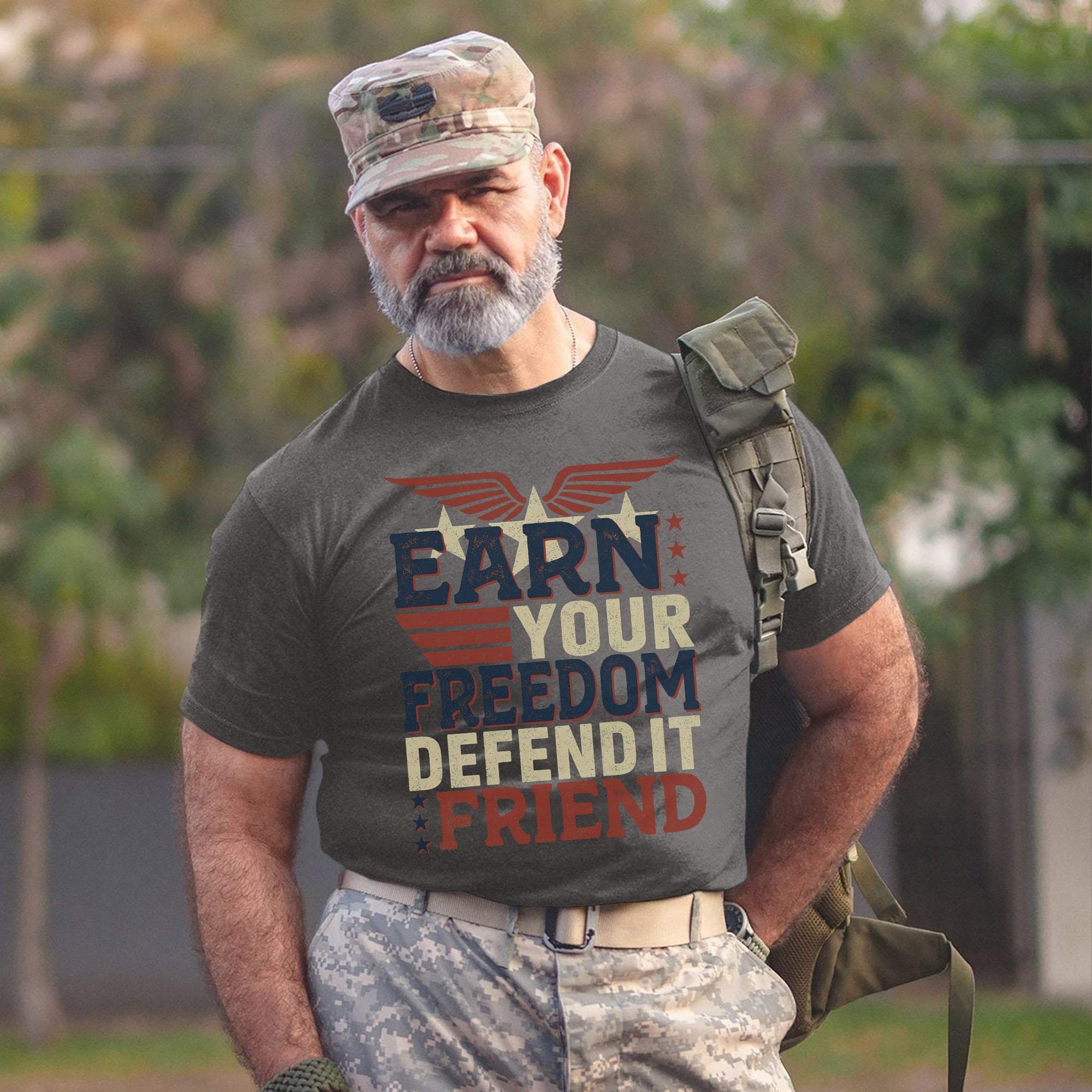 Earn Your Freedom Defend It Friend US Veteran Patriotic T-Shirt