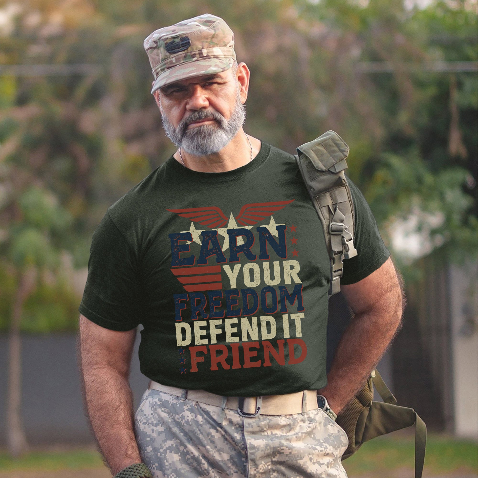 Earn Your Freedom Defend It Friend US Veteran Patriotic T-Shirt