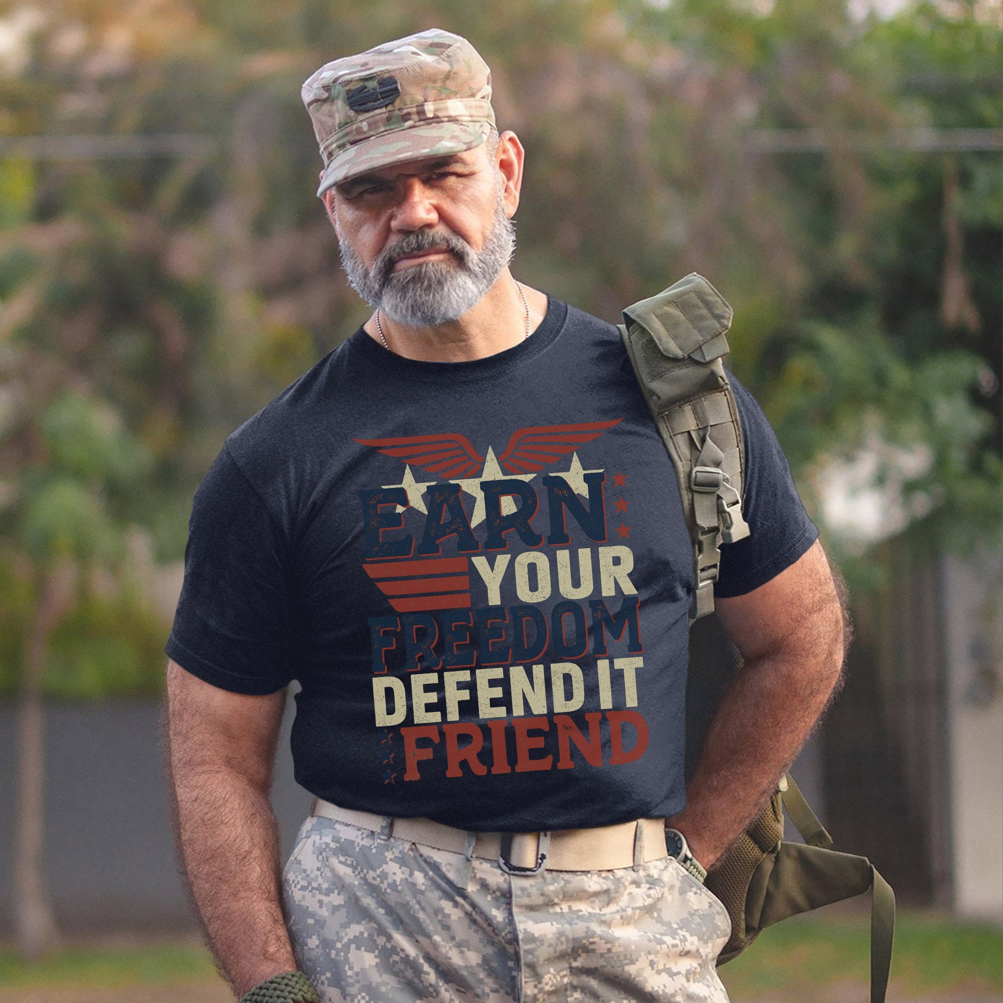 Earn Your Freedom Defend It Friend US Veteran Patriotic T-Shirt