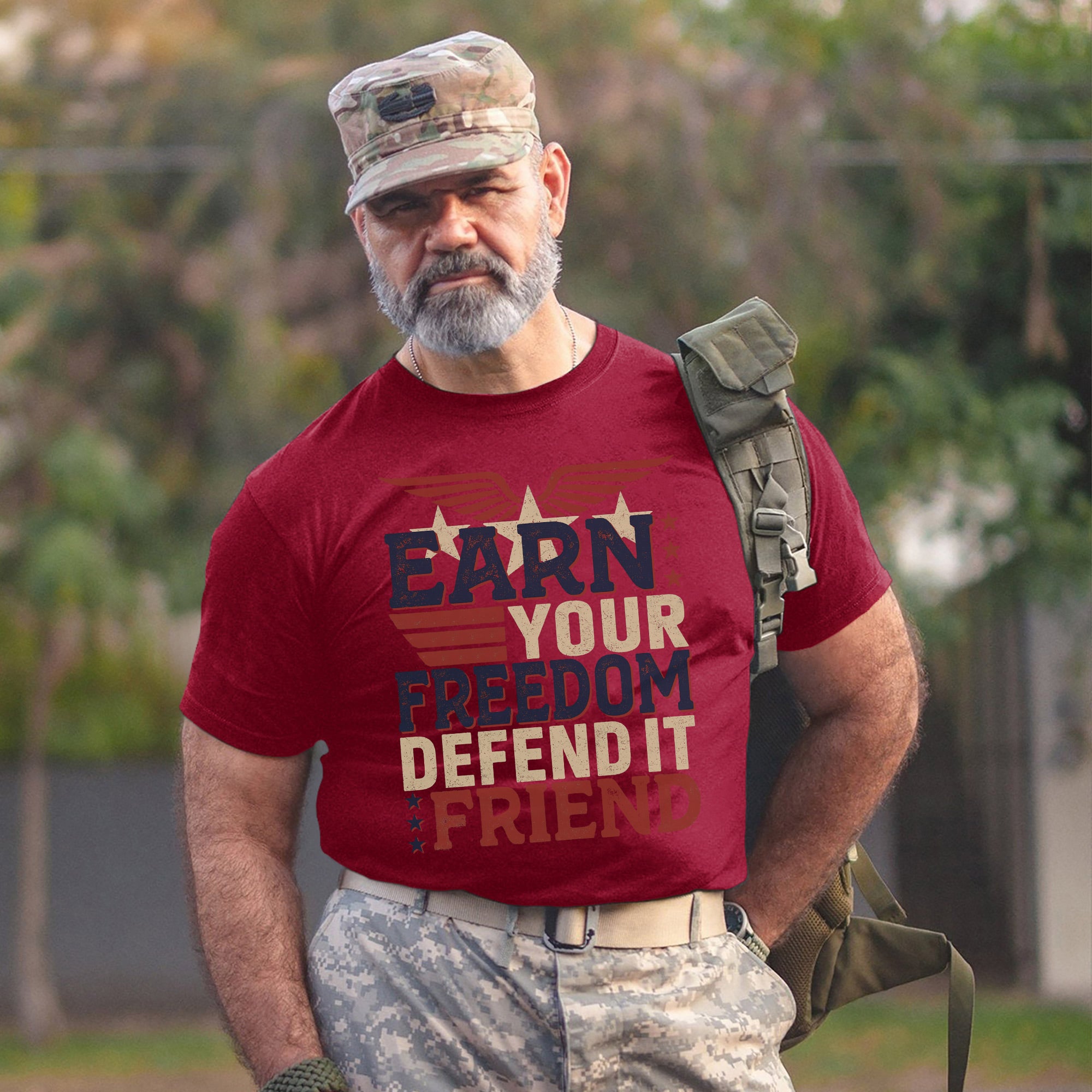 Earn Your Freedom Defend It Friend US Veteran Patriotic T-Shirt