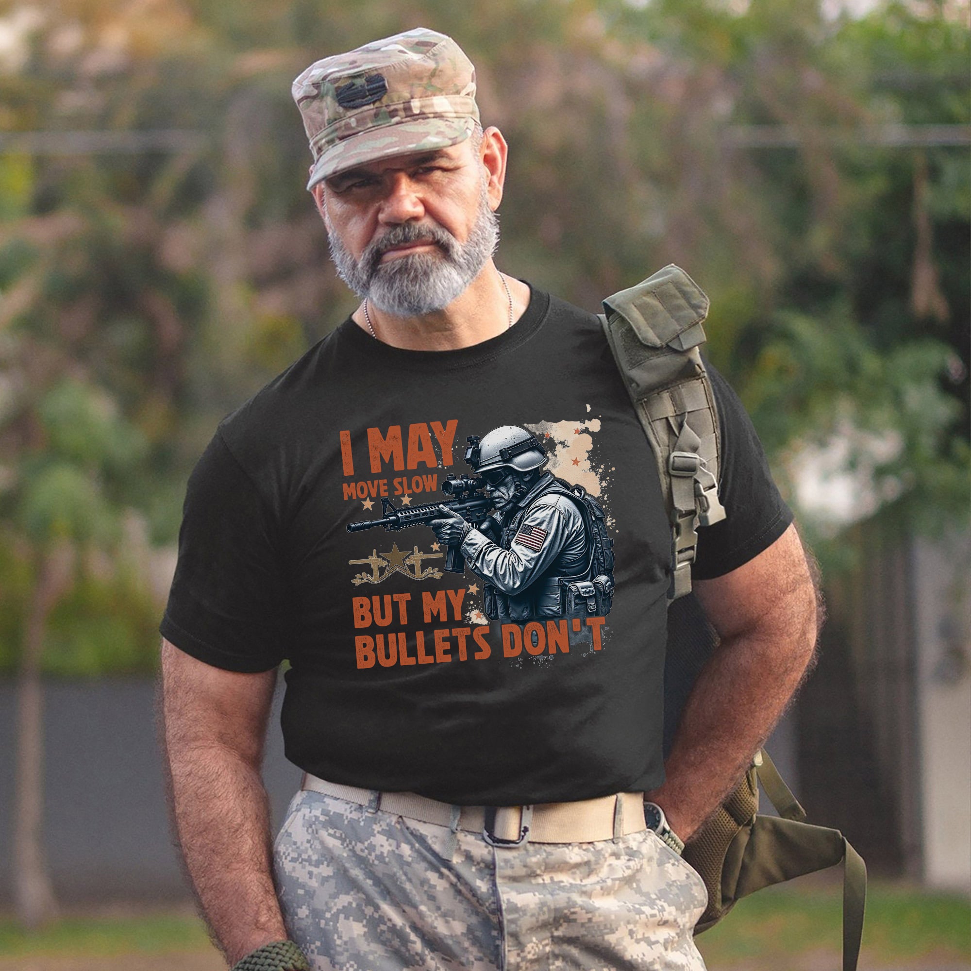 I May Move Slow But My Bullets Don’t US Veteran T-Shirt