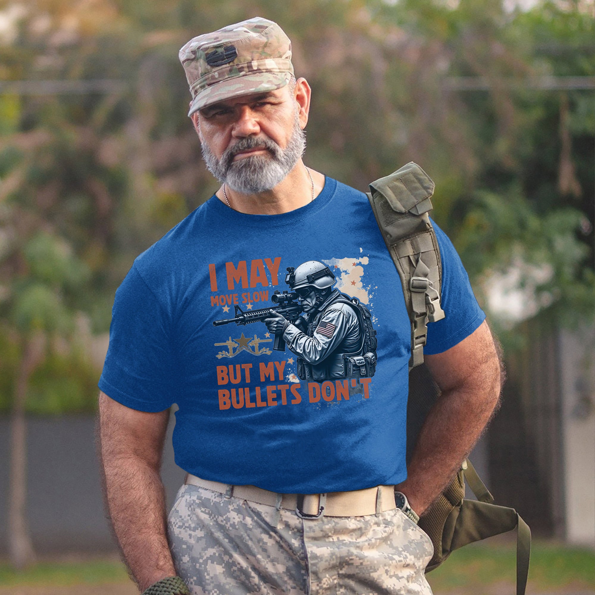 I May Move Slow But My Bullets Don’t US Veteran T-Shirt