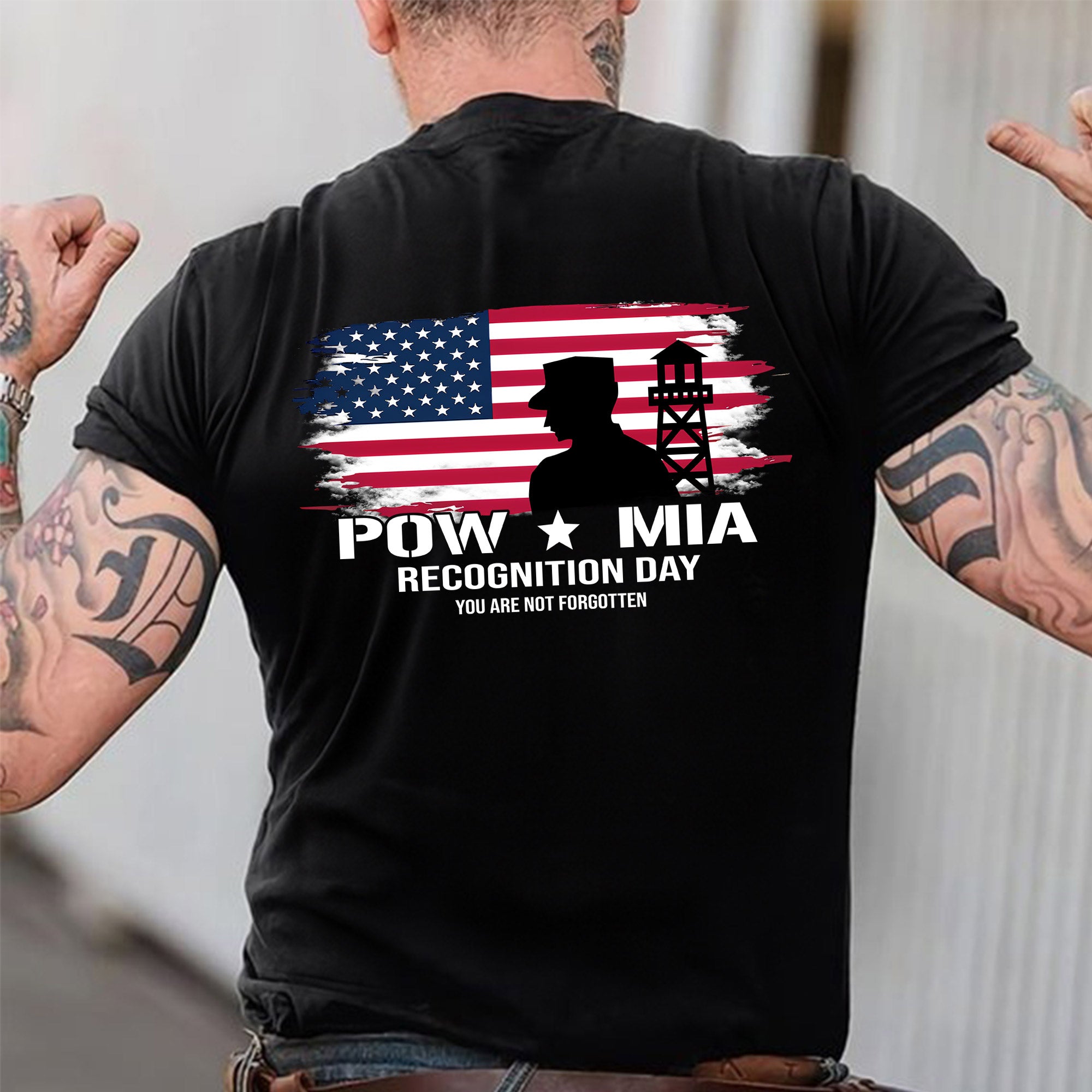 Military POW MIA Shirt for Veterans, You Are Not Forgotten Patriotic T-Shirt