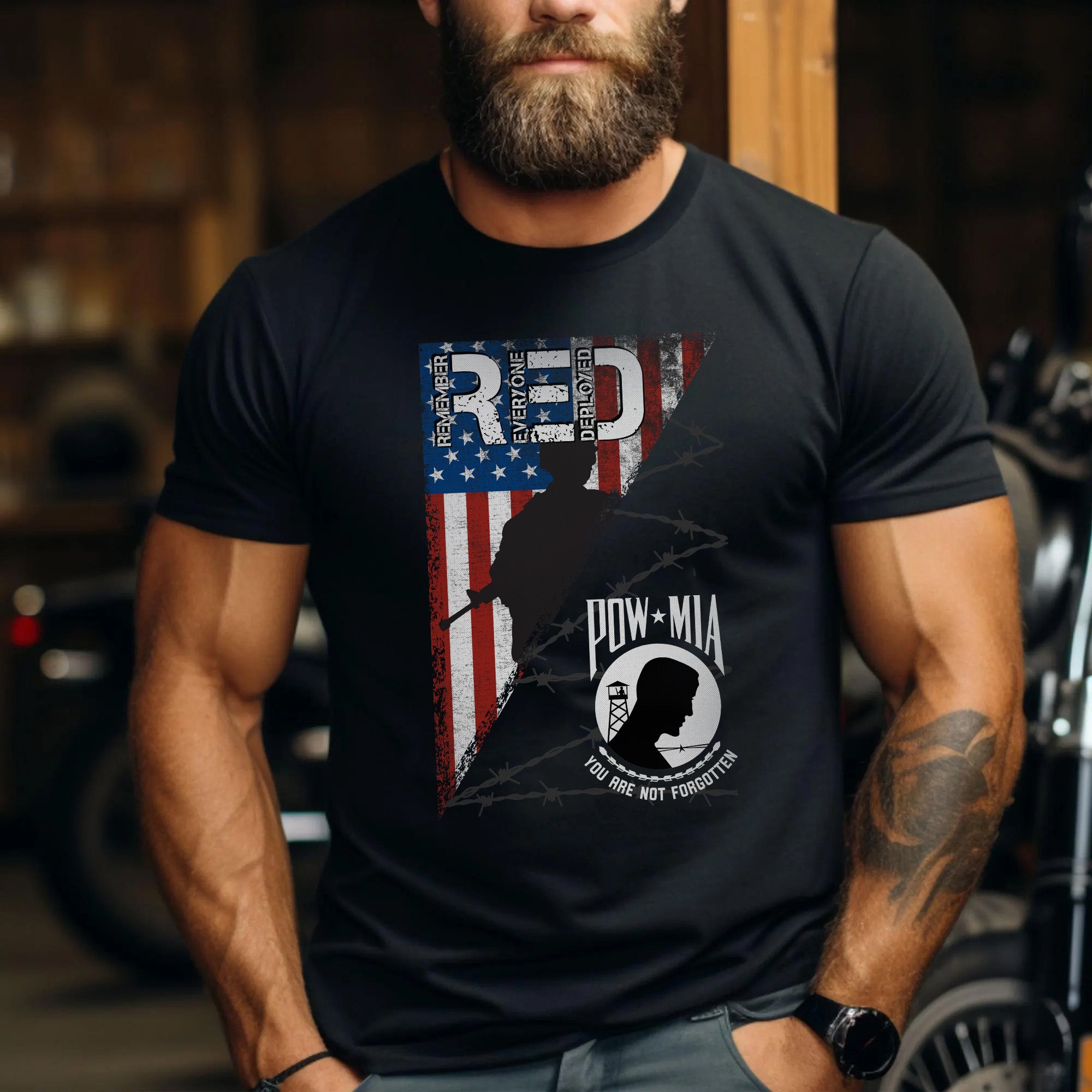 POW MIA Veteran Military Remembrance Tribute T-Shirt