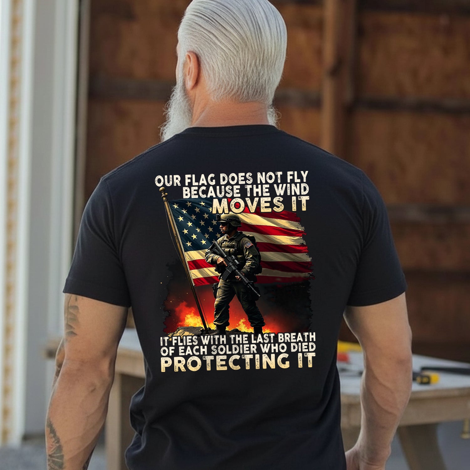 Our Flag Flies with the Last Breath of Every Soldier Who Died Protecting It T-Shirt Secondary image