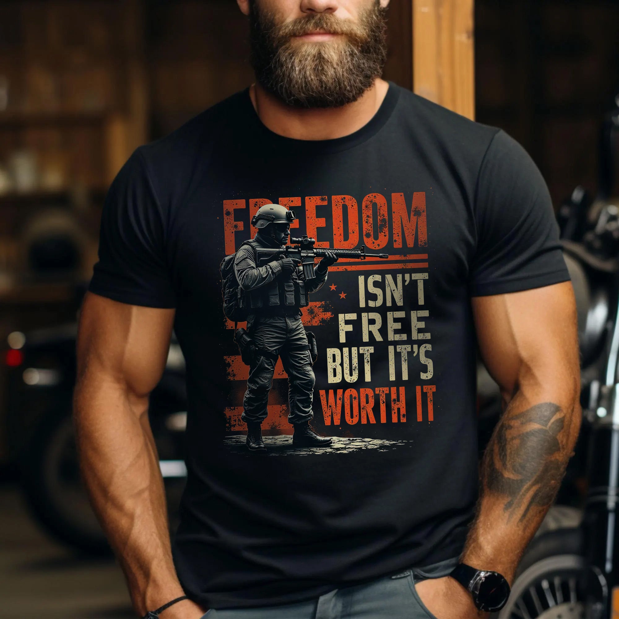 Freedom Isn’t Free but It’s Worth It US Military Veteran Patriotic Tribute T-Shirt