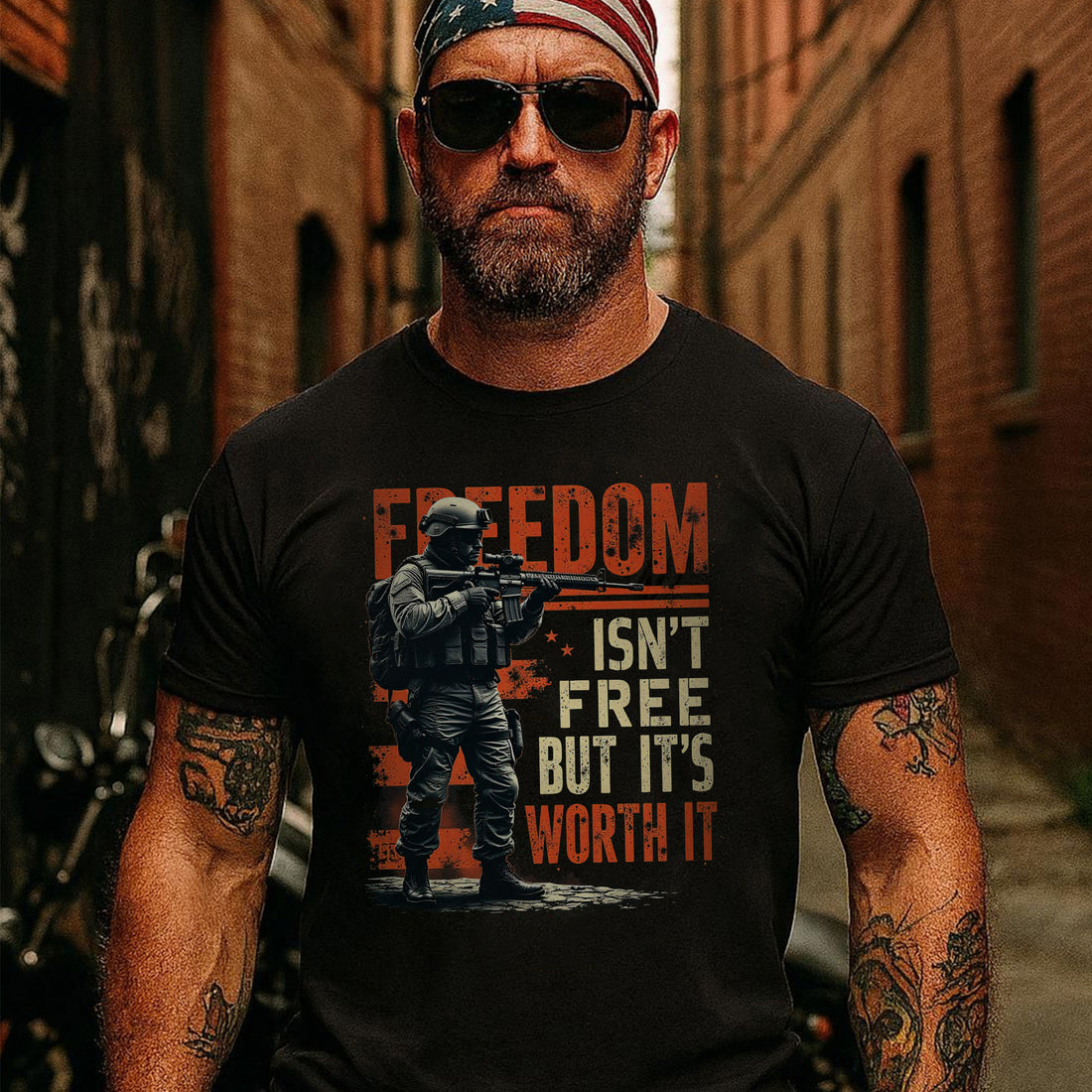 Freedom Isn’t Free but It’s Worth It US Military Veteran Patriotic Tribute T-Shirt