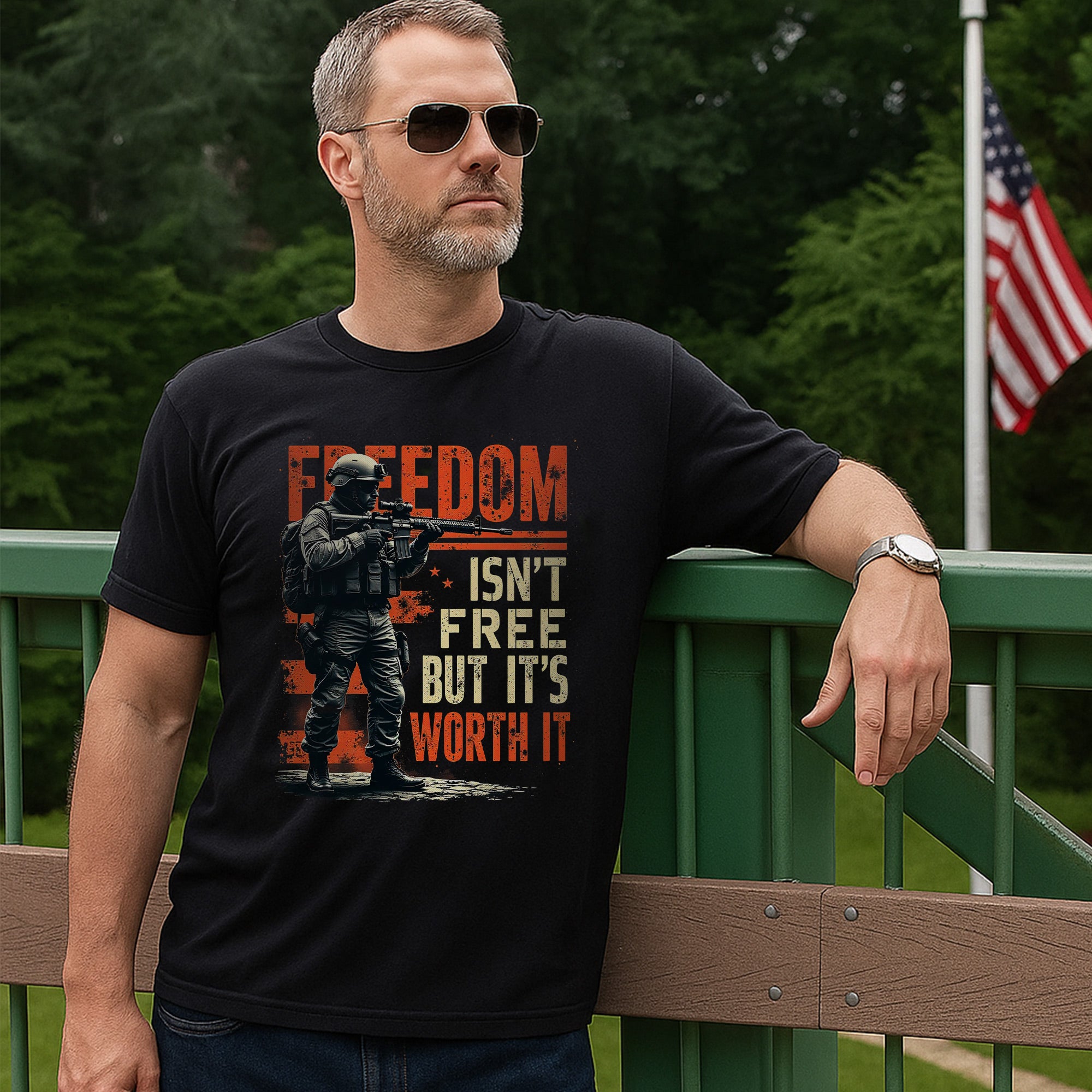 Freedom Isn’t Free but It’s Worth It US Military Veteran Patriotic Tribute T-Shirt
