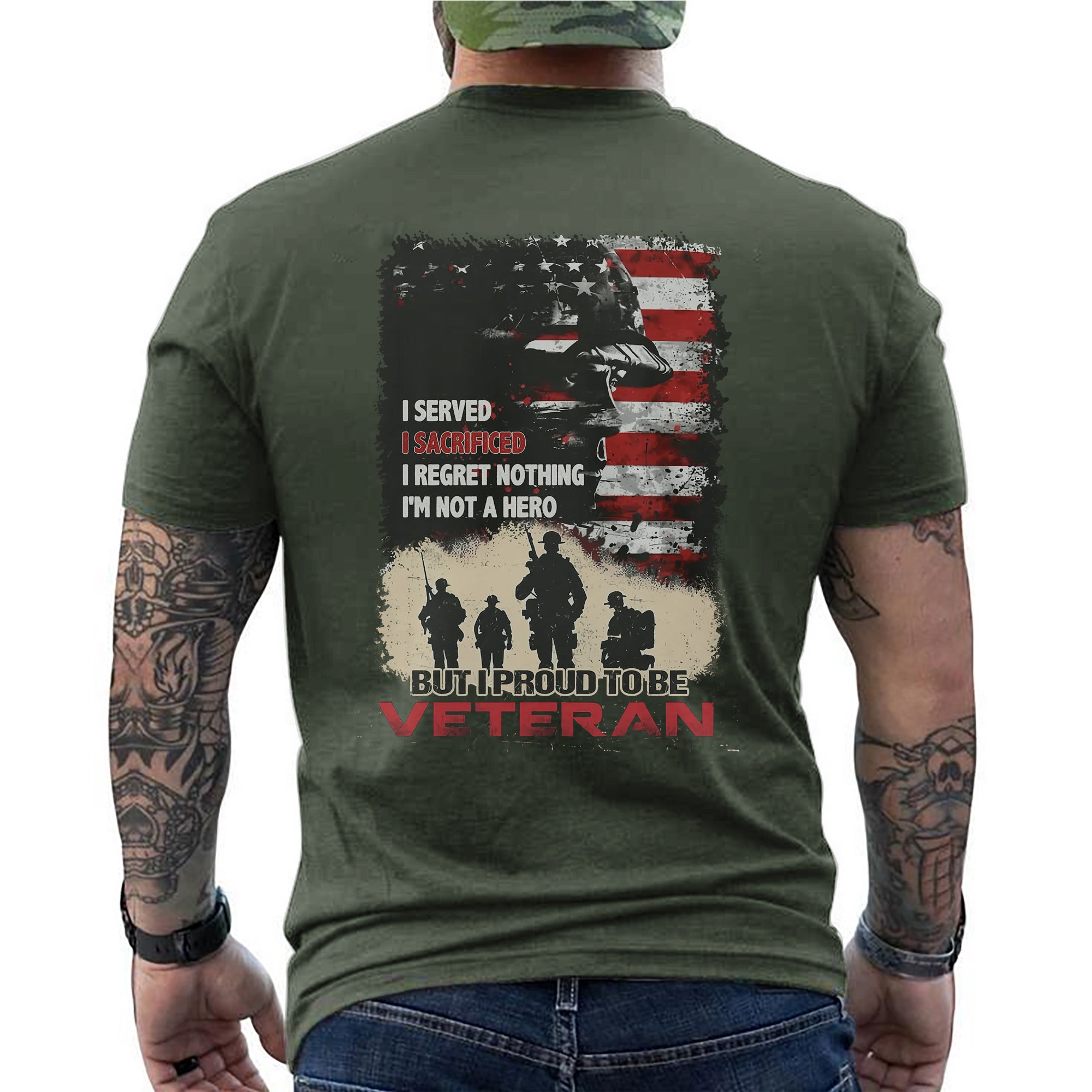 I Served I Sacrificed I Regret Nothing I’m Proud to Be a Veteran US Military Tribute T-Shirt
