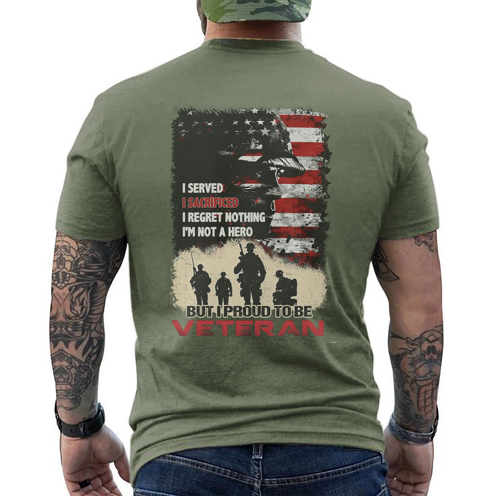 I Served I Sacrificed I Regret Nothing I’m Proud to Be a Veteran US Military Tribute T-Shirt