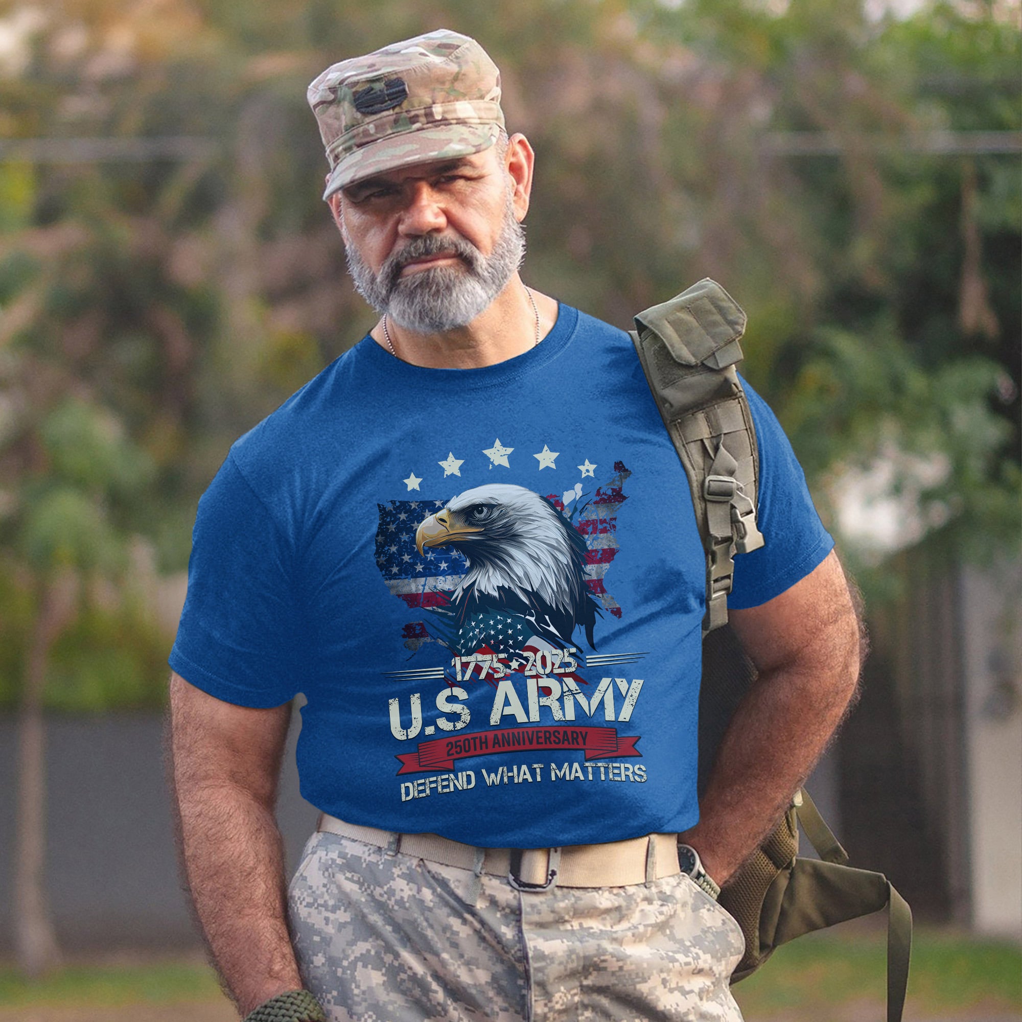Defend What Matters US Army 250th Anniversary Military Veteran Patriotic Tribute T-Shirt