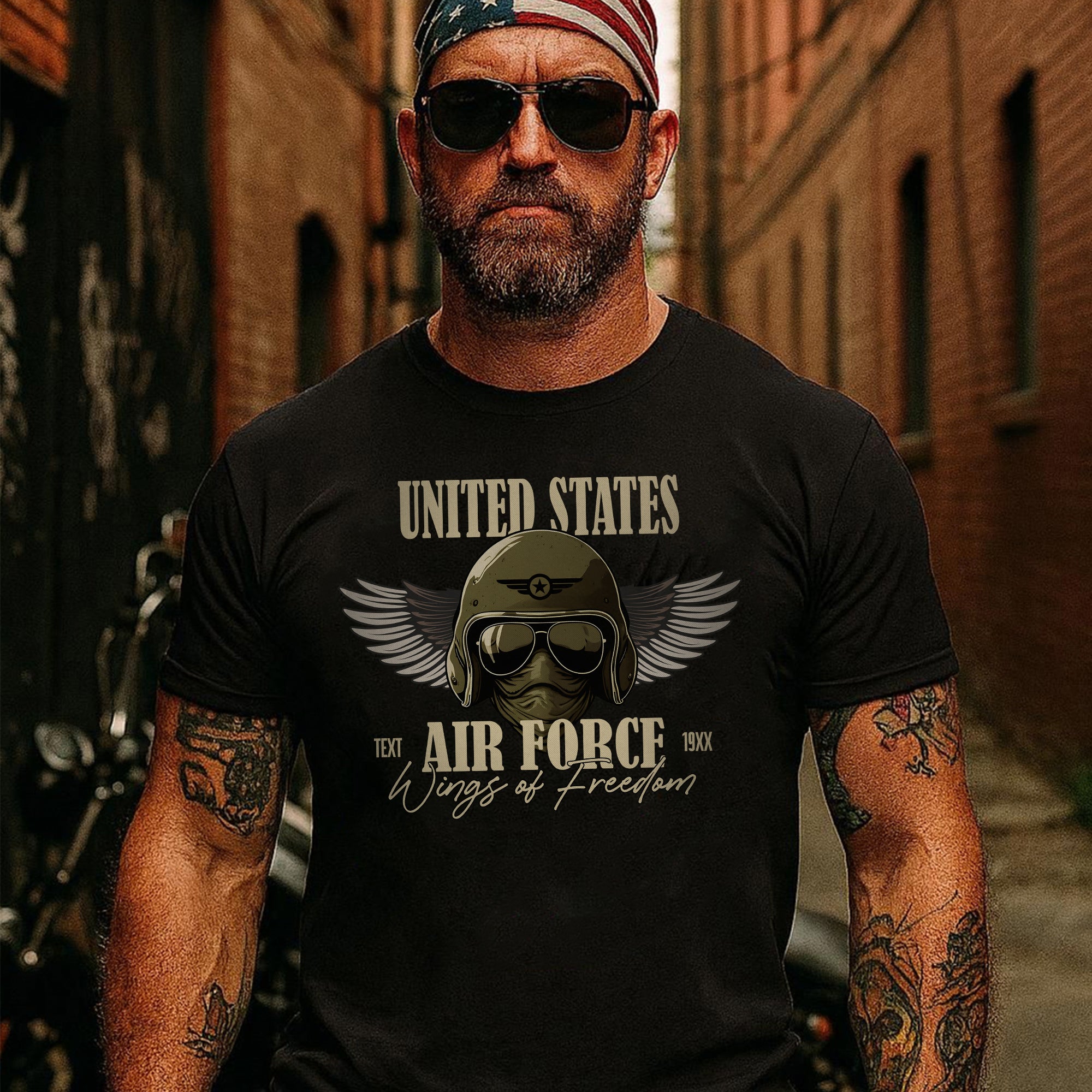 Wings of Freedom Air Force United States Military Veteran Patriotic Tribute Personalized T-Shirt