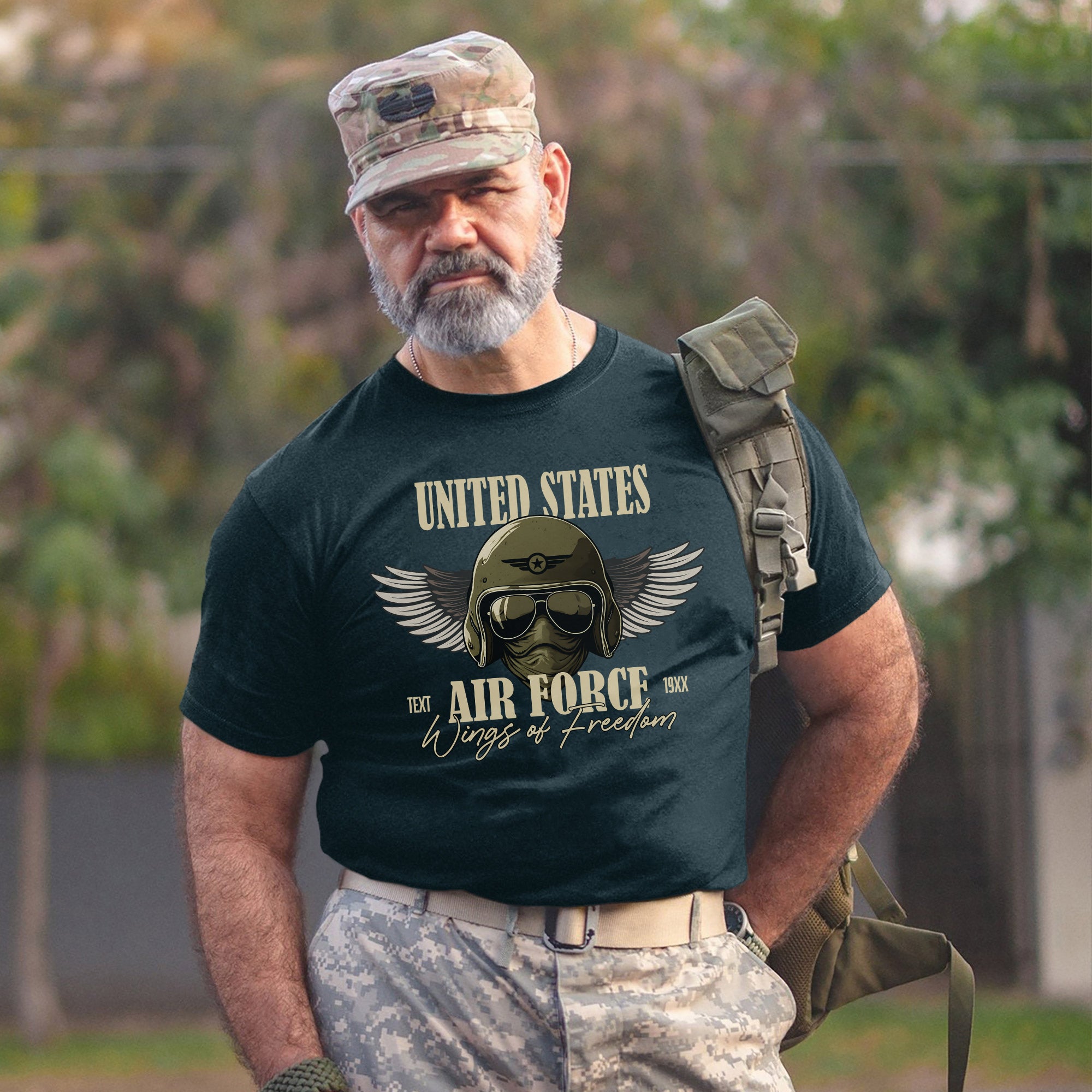 Wings of Freedom Air Force United States Military Veteran Patriotic Tribute Personalized T-Shirt