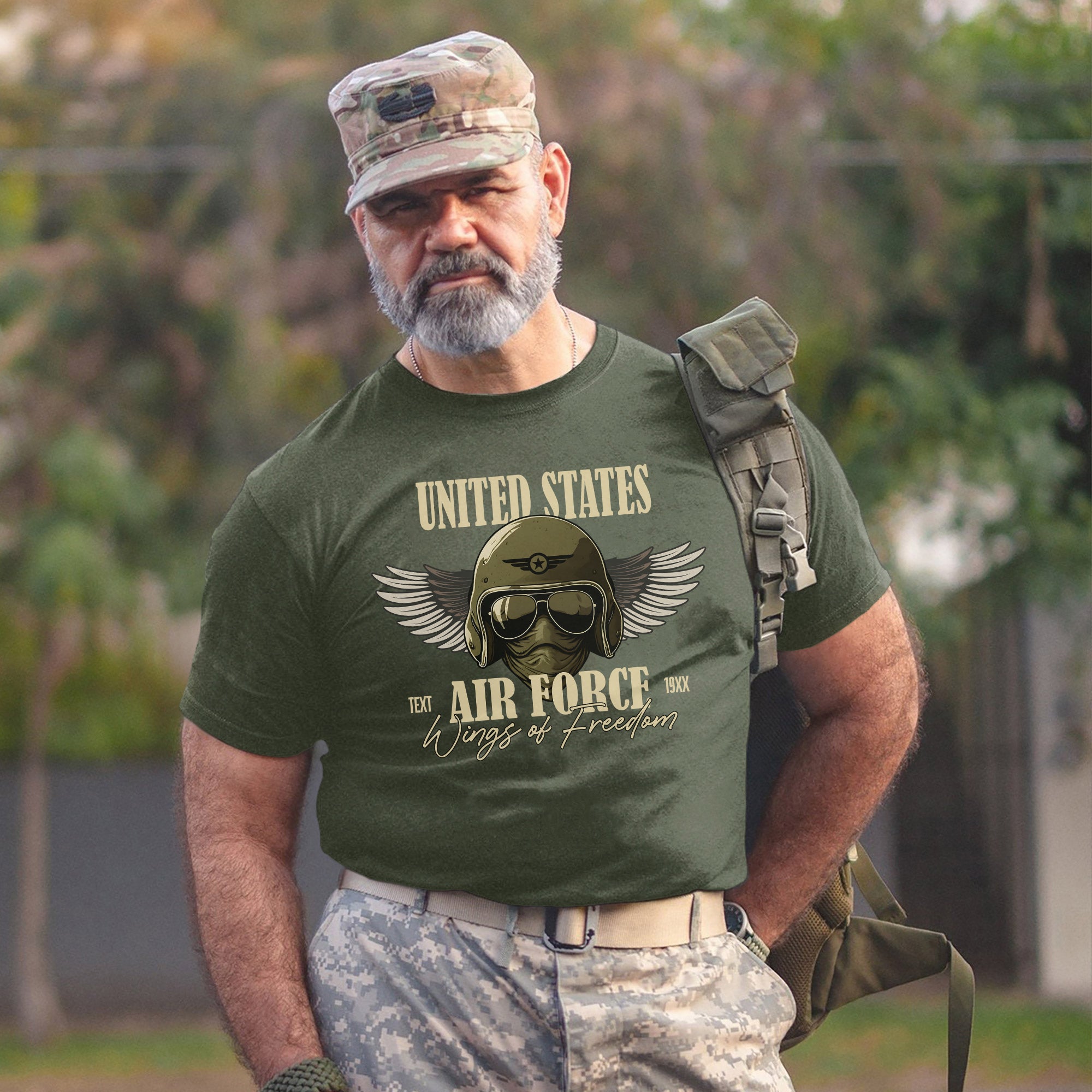 Wings of Freedom Air Force United States Military Veteran Patriotic Tribute Personalized T-Shirt