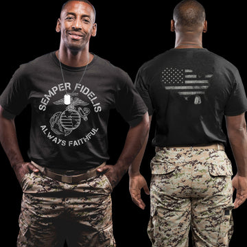 Semper Fidelis Always Faithful US Marine Corps Military Veteran Tribute T-Shirt
