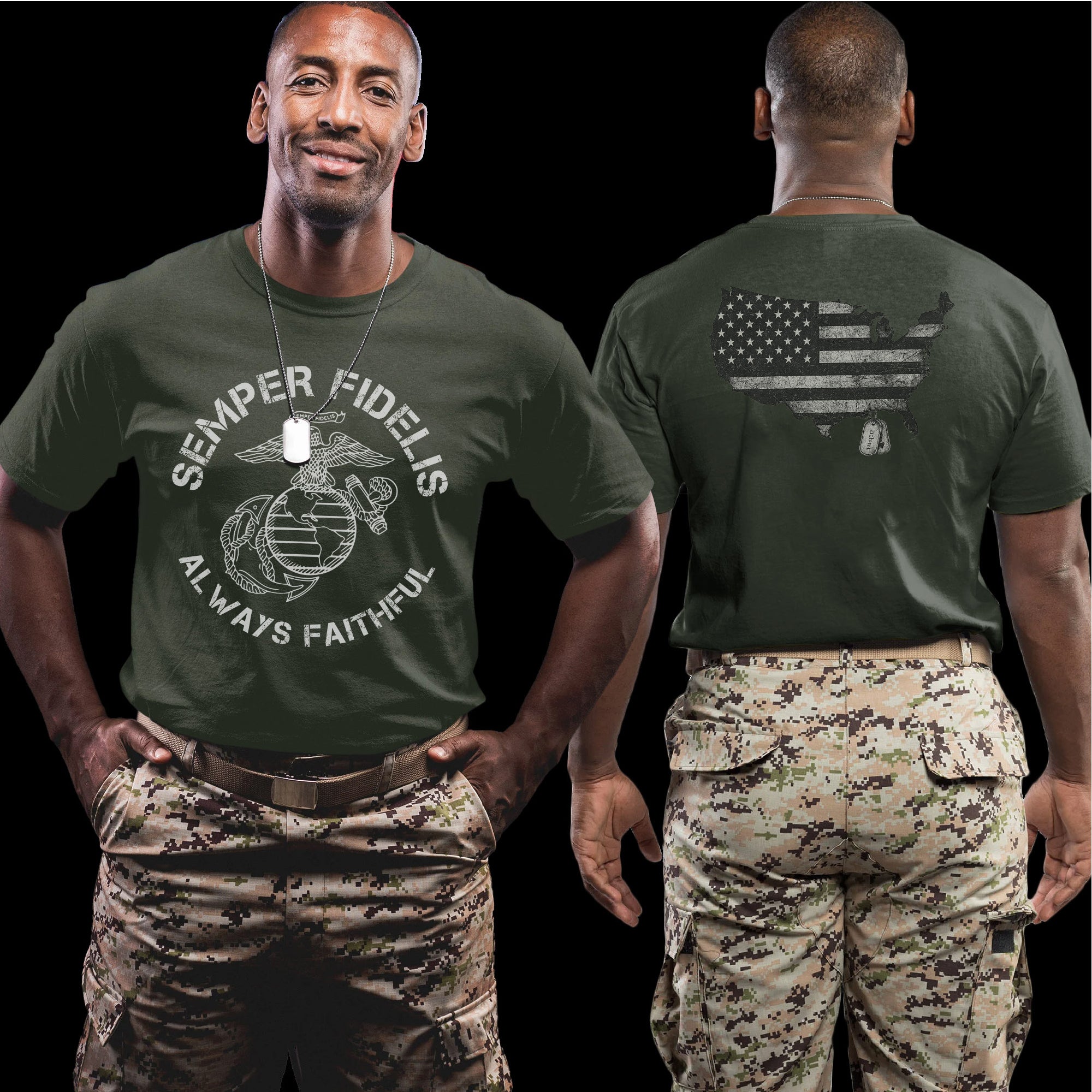 Semper Fidelis Always Faithful US Marine Corps Military Veteran Tribute T-Shirt