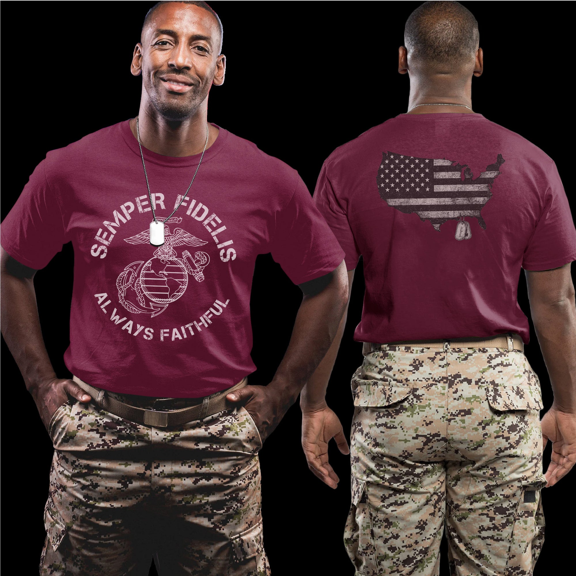 Semper Fidelis Always Faithful US Marine Corps Military Veteran Tribute T-Shirt