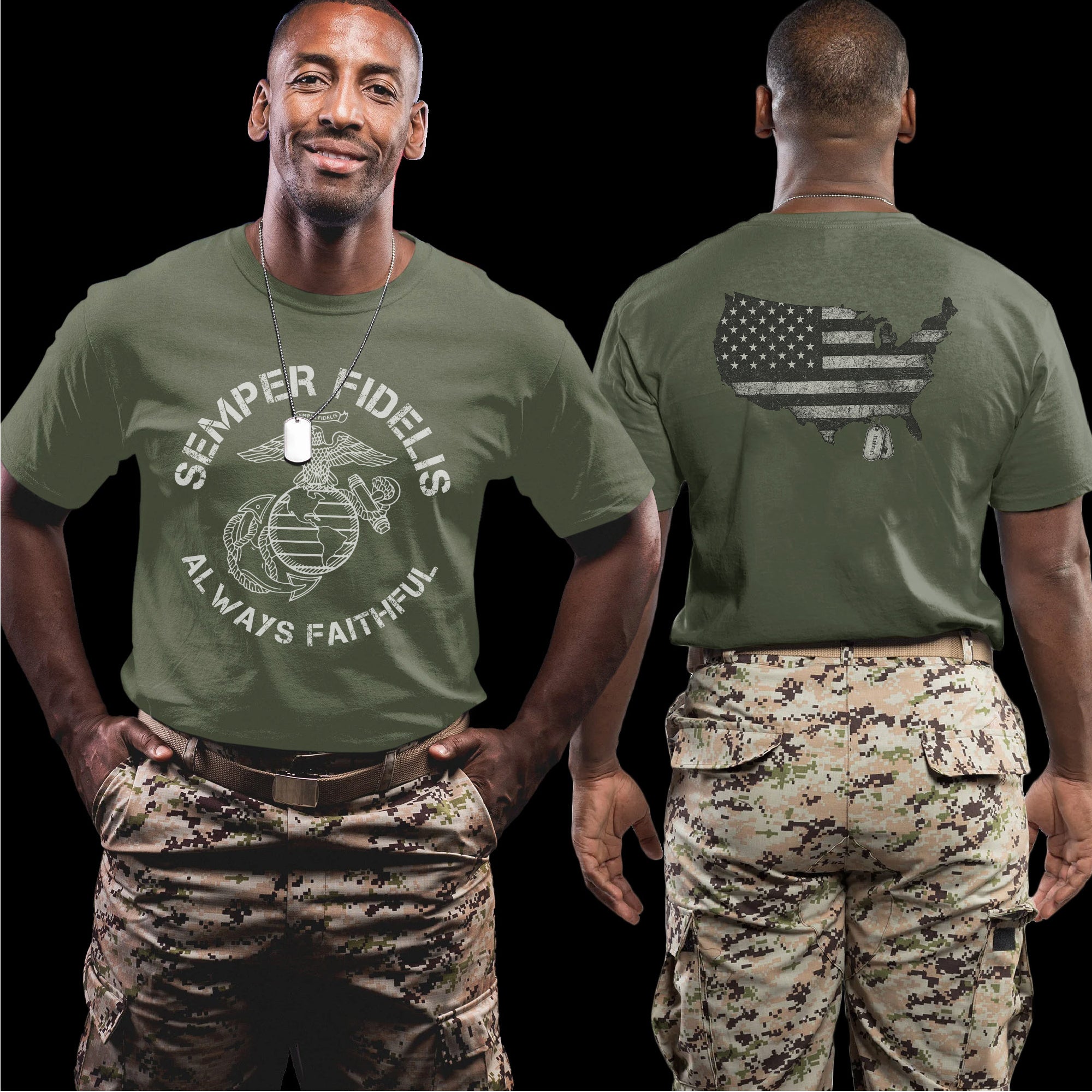 Semper Fidelis Always Faithful US Marine Corps Military Veteran Tribute T-Shirt