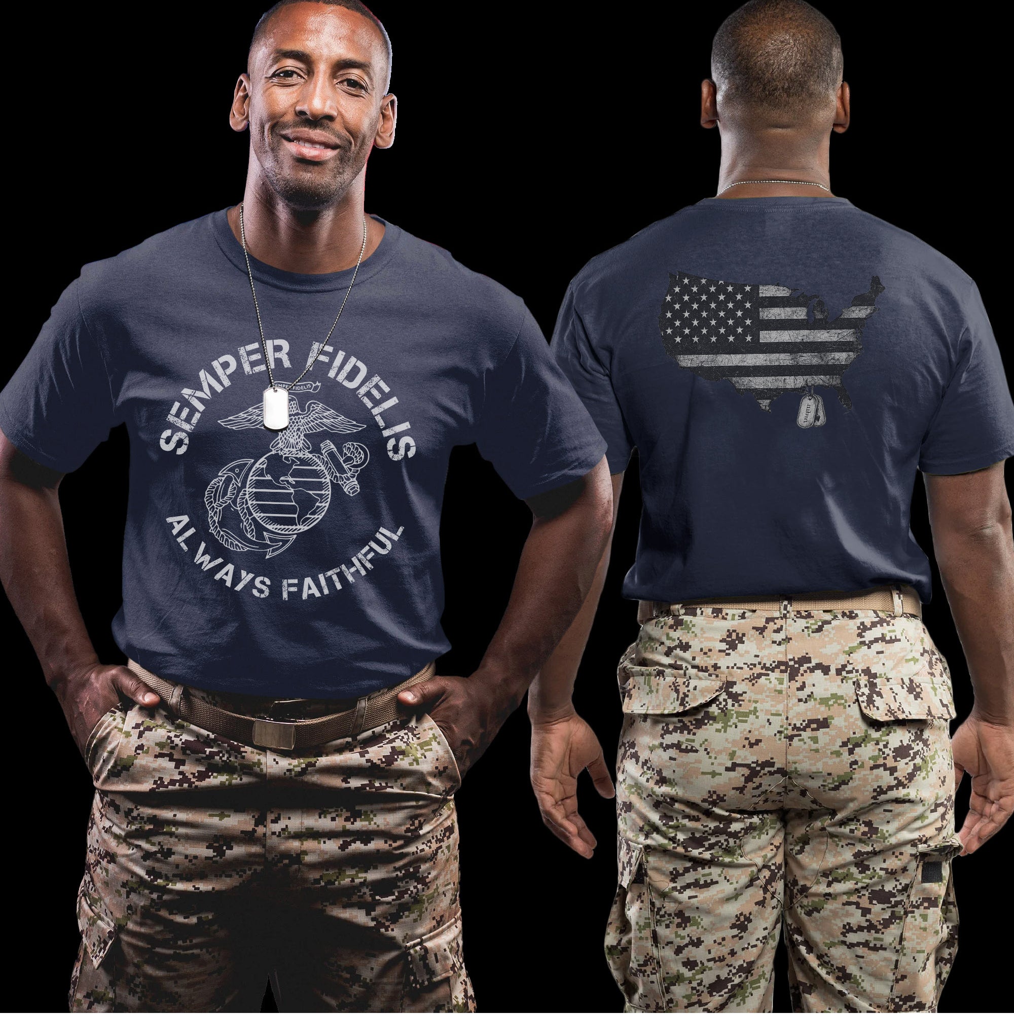 Semper Fidelis Always Faithful US Marine Corps Military Veteran Tribute T-Shirt